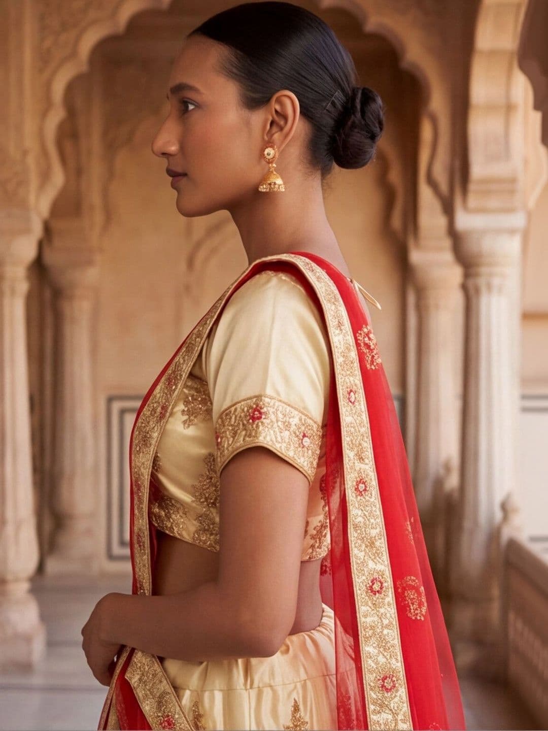 Mitera women Embellished Semi-Stitched Lehenga & Unstitched Blouse With Dupatta thumbnail 5