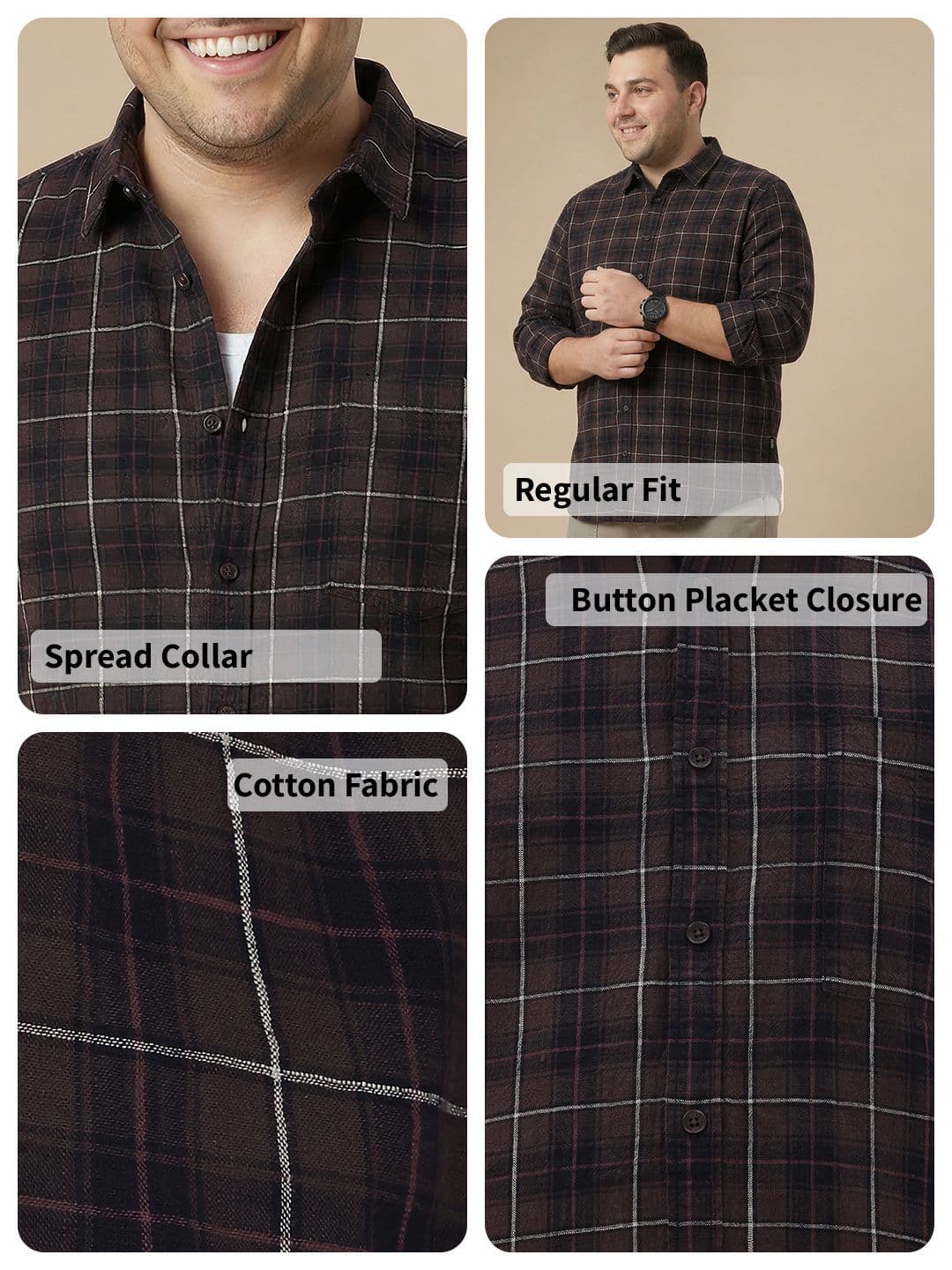 Sztori Plus Size Checked Casual Shirt thumbnail 4