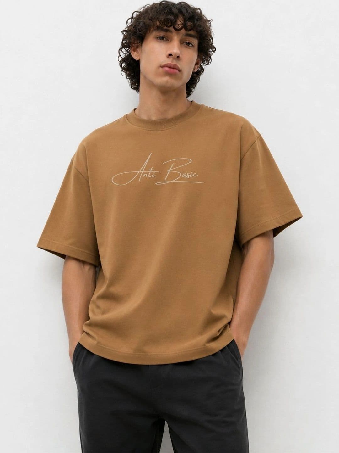 THE NOX Men Typography Printed Drop-Shoulder Sleeves Bio Finish Boxy T-shirt - view 1