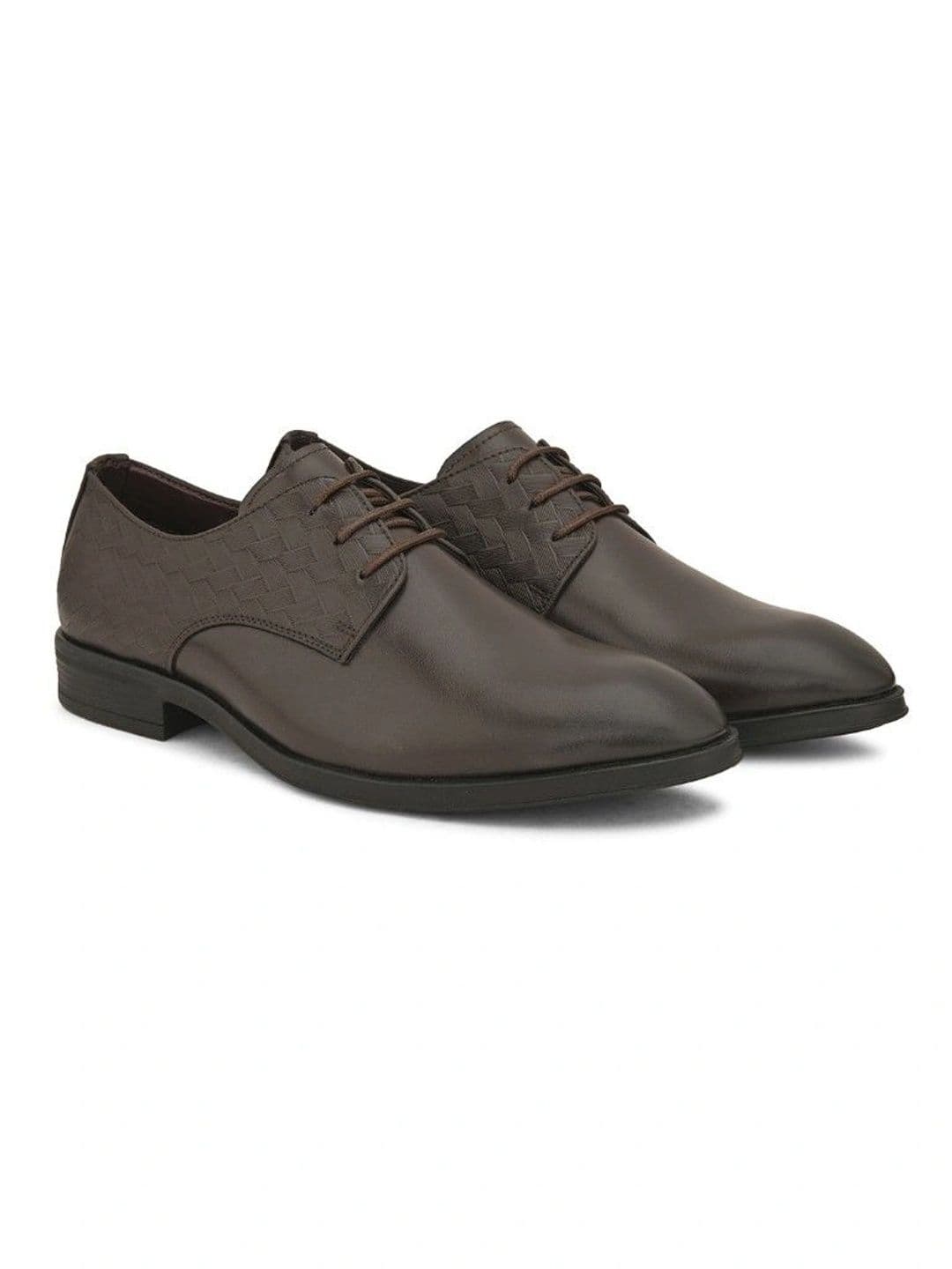 House of Pataudi Men Textured Round Toe Lace-Ups Derbys Formal Shoes thumbnail 2