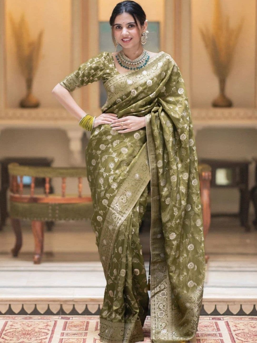 revika Woven Design Zari Art Silk Designer Kanjeevaram Saree - view 1