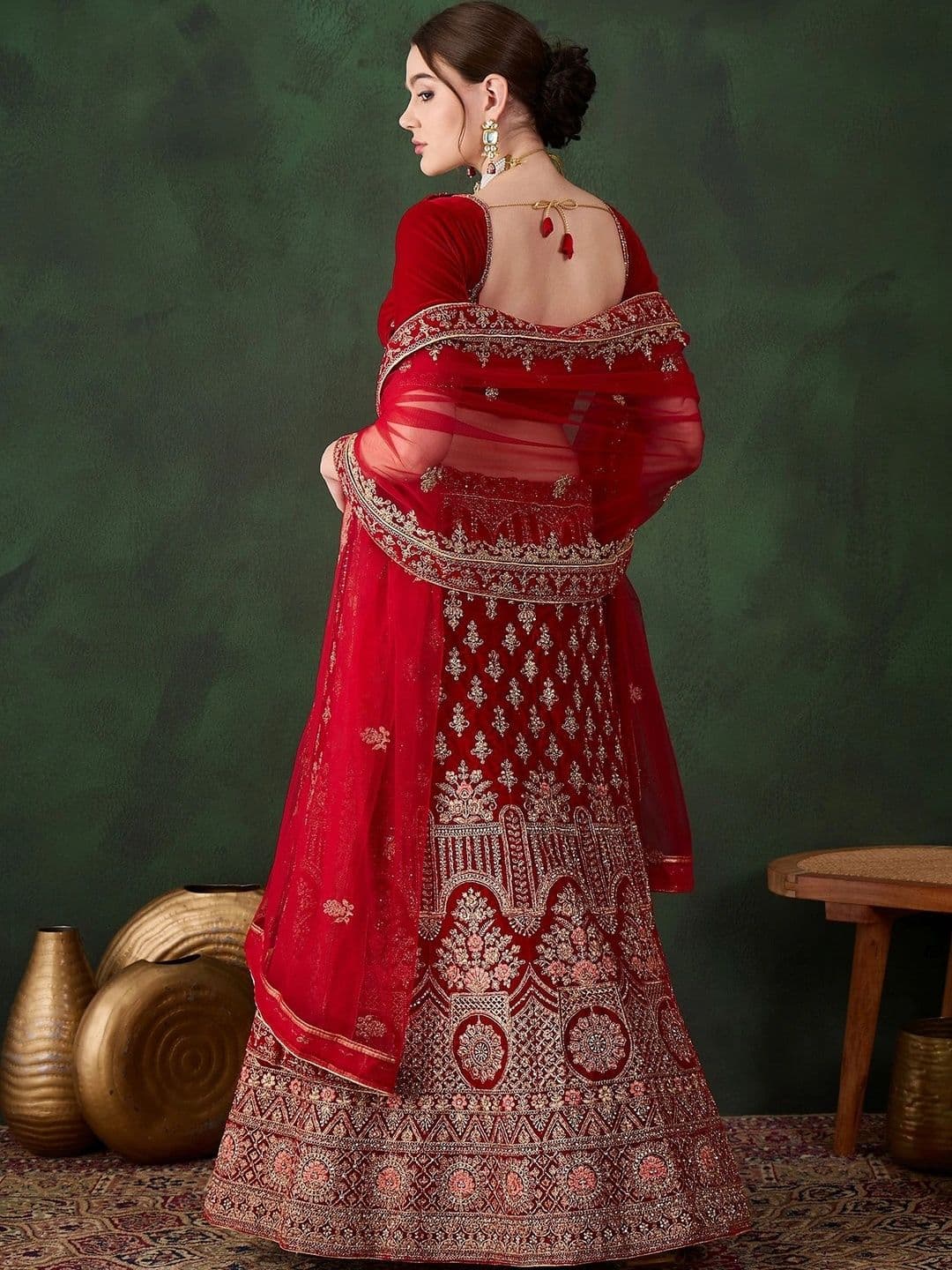 Mitera Embroidered Semi-Stitched Lehenga & Unstitched Blouse With Dupatta thumbnail 5