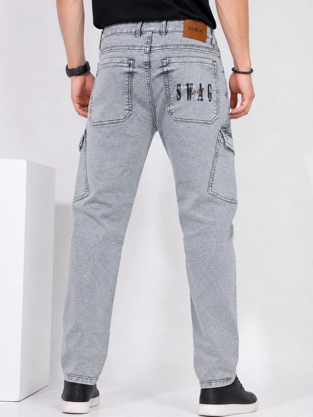 GEX Men Jean Regular Fit Mid-Rise Light Fade Stretchable Jeans thumbnail 4