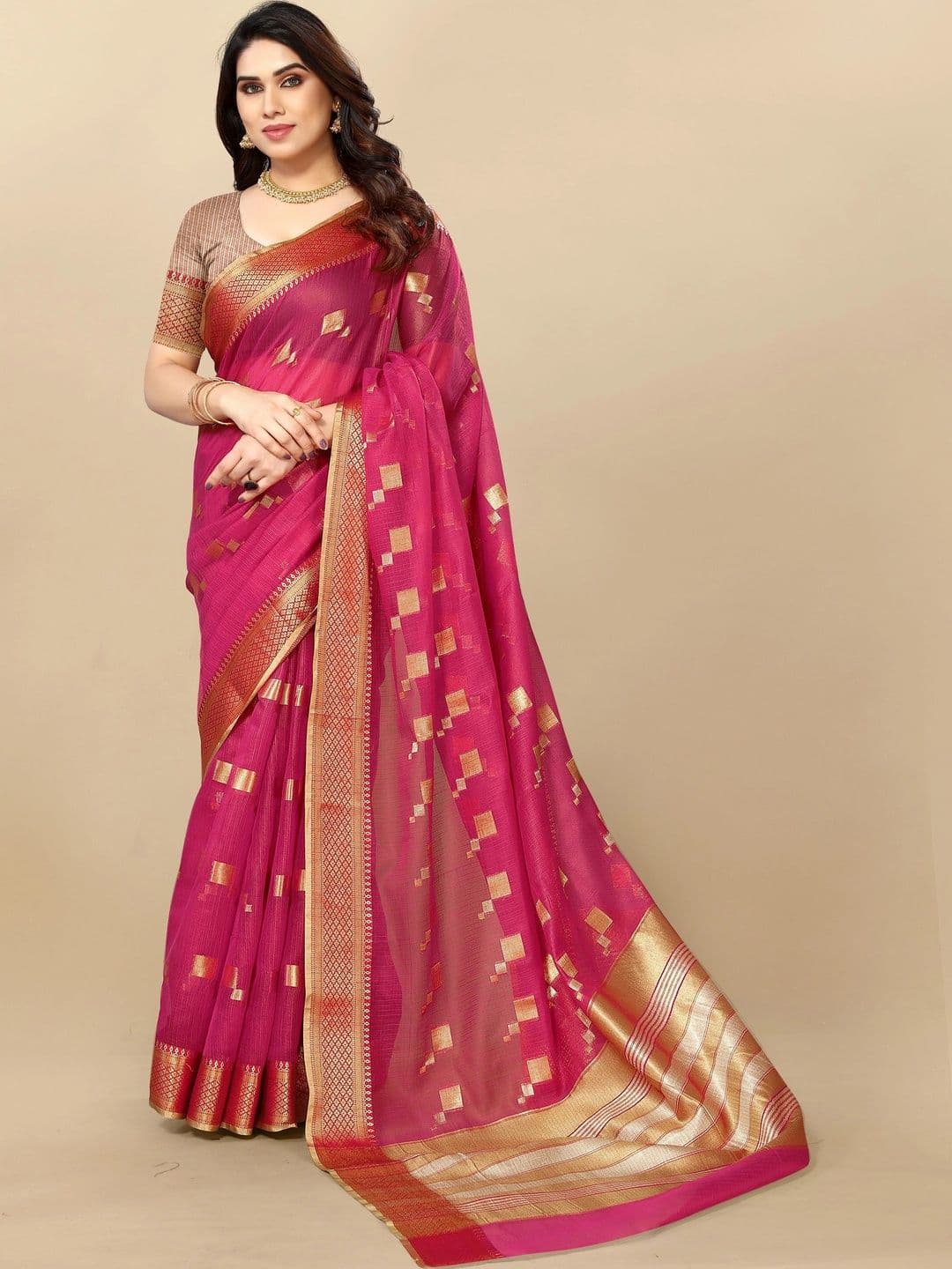Sangria Woven Design Zari Designer Kota Saree - view 1