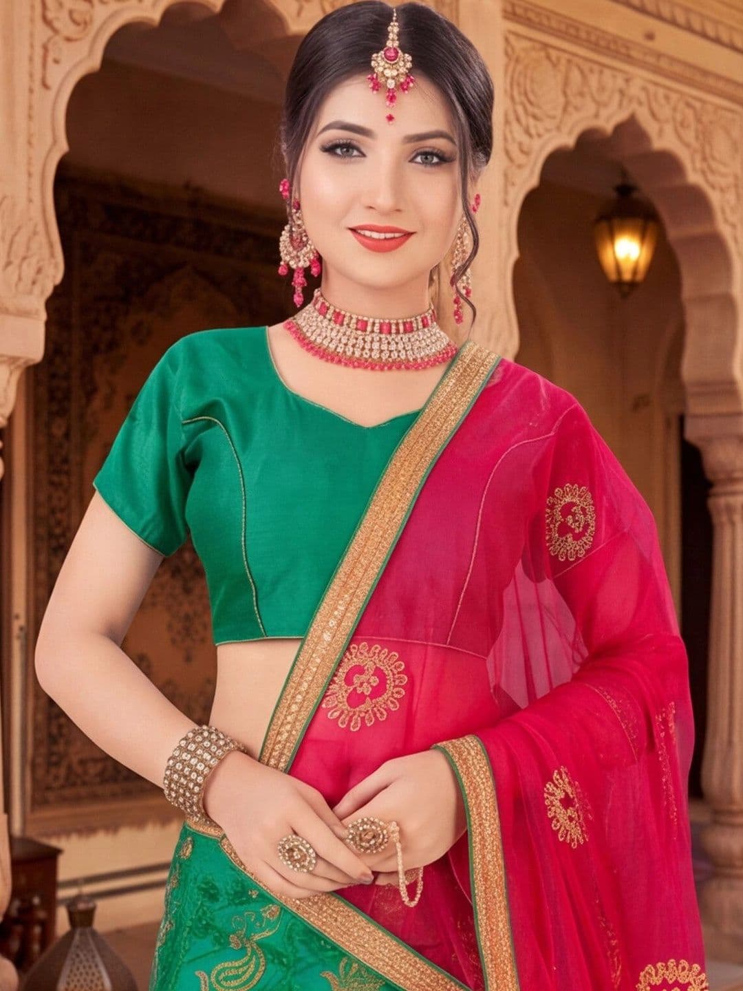 Mitera Semi-Stitched Lehenga & Unstitched Blouse With Dupatta thumbnail 4