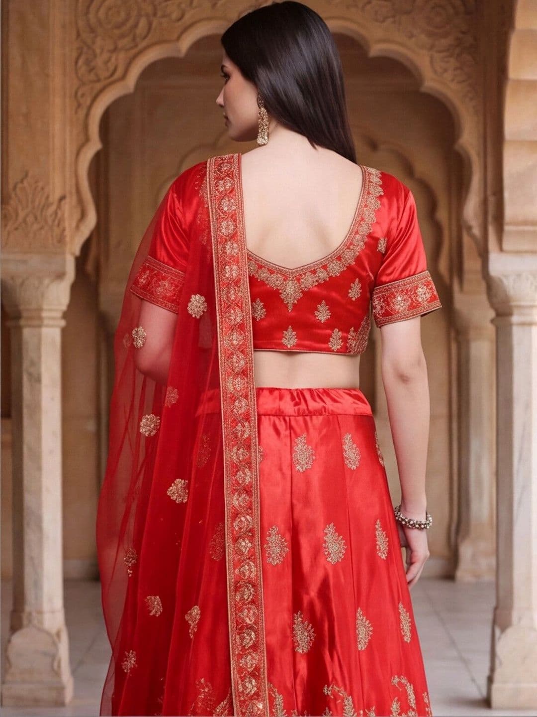 Anouk Rustic Embroidered Semi-Stitched Lehenga & Unstitched Blouse With Dupatta thumbnail 7