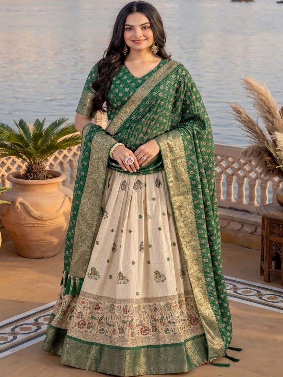 Anouk Semi-Stitched Lehenga & Unstitched Blouse With Dupatta thumbnail 2