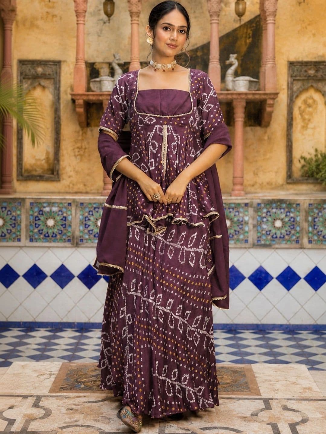 HOUSE OF JAMOTI Printed Thread Work Ready to Wear Lehenga & Blouse With Dupatta - view 1