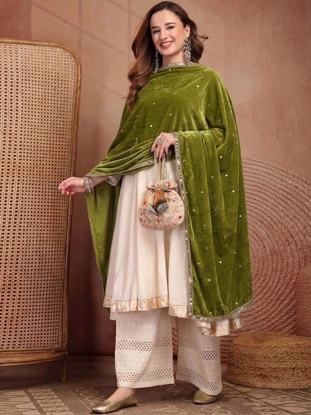 Clora Creation Velvet Dupatta with Sequinned thumbnail 5