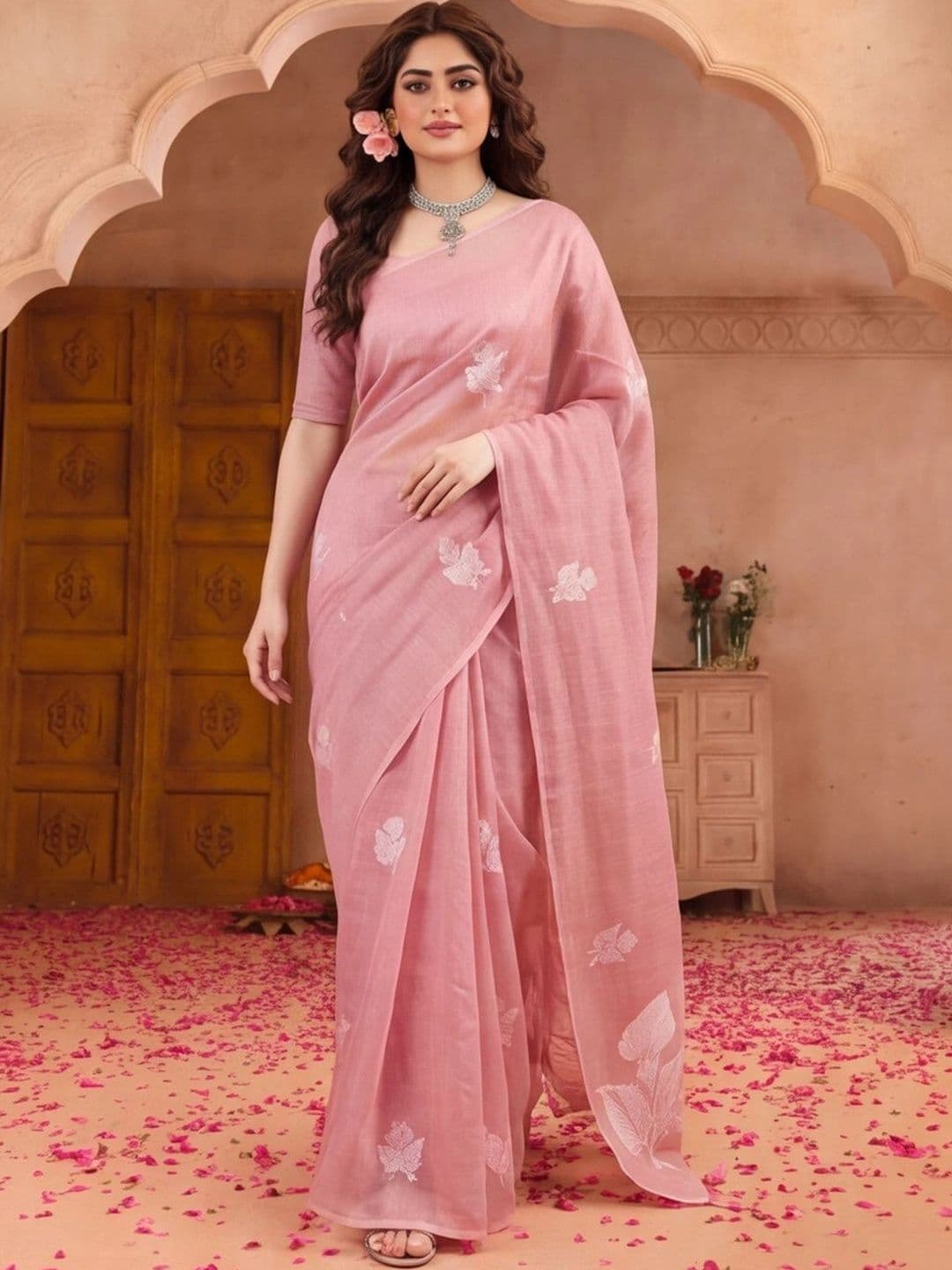 Jaipur Kurti Woven Design Zari Silk Cotton Fusion Banarasi Saree - view 1