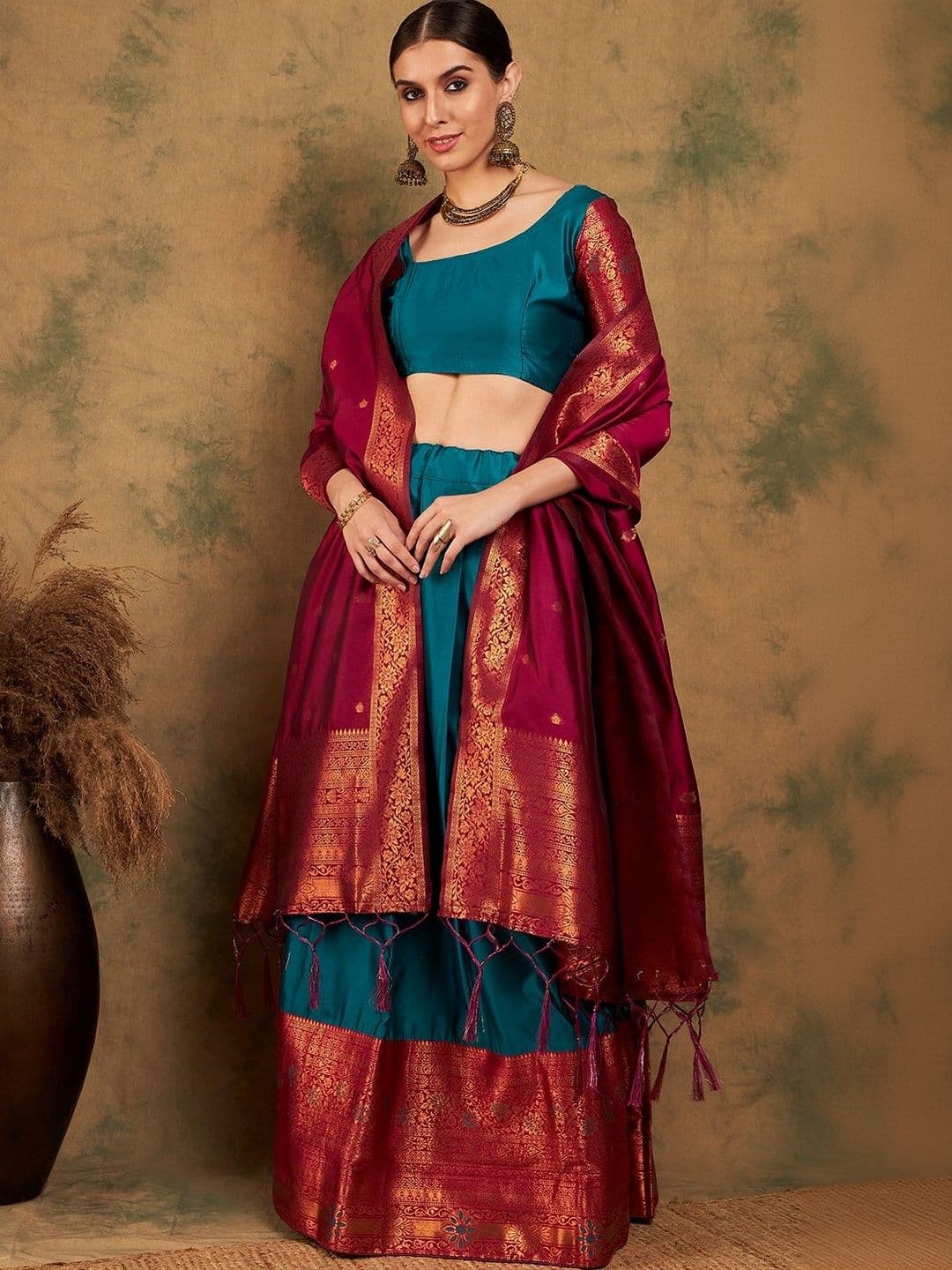 Mitera Semi-Stitched Lehenga & Unstitched Blouse With Dupatta thumbnail 3