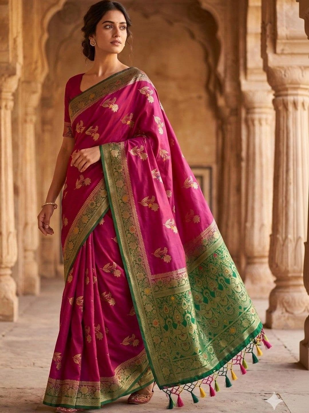 House of Neyvara Woven Design Zari Silk Blend Banarasi Saree - view 1