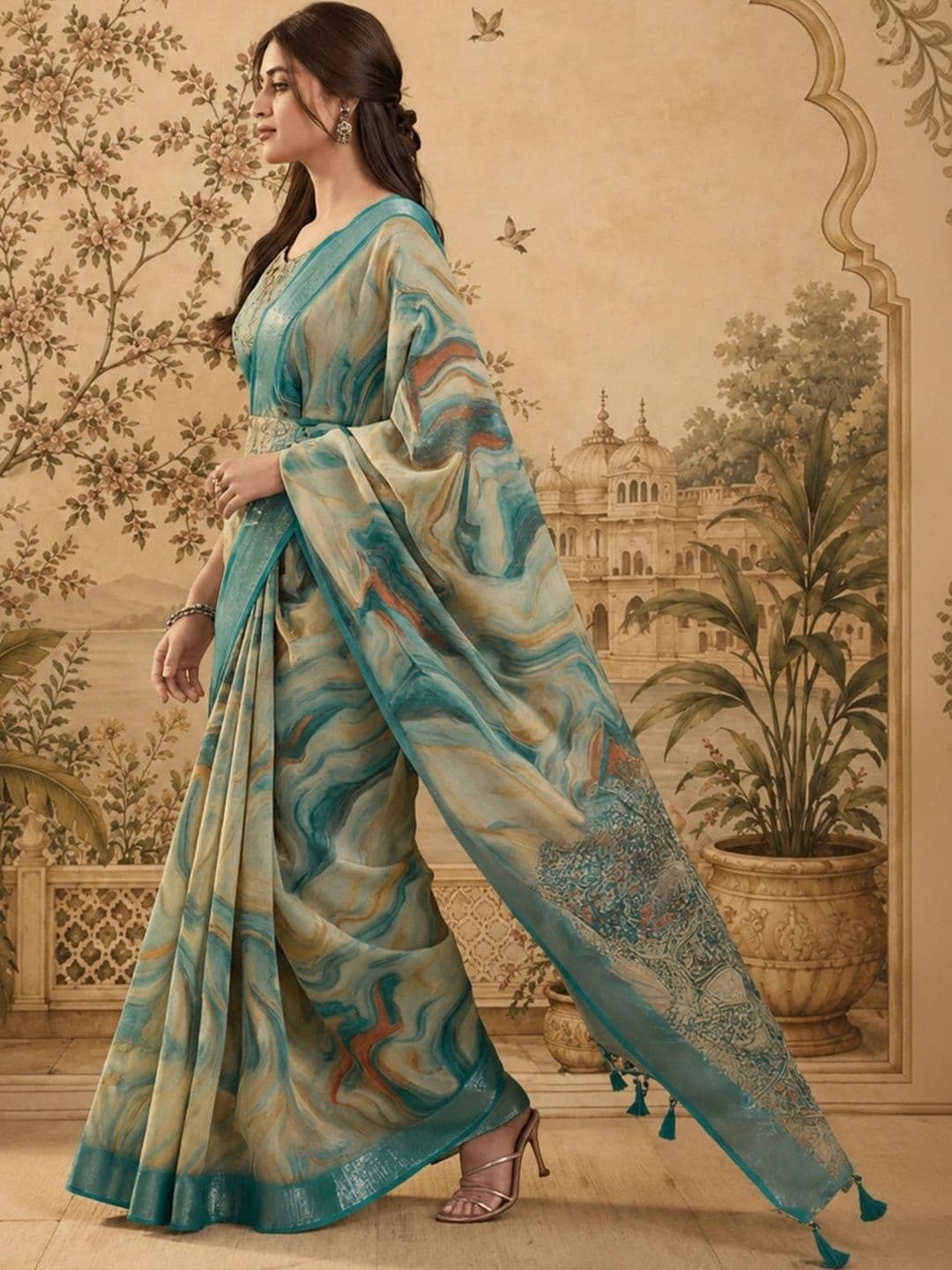 Jaipur Kurti Zari Silk Cotton Fusion Saree thumbnail 6