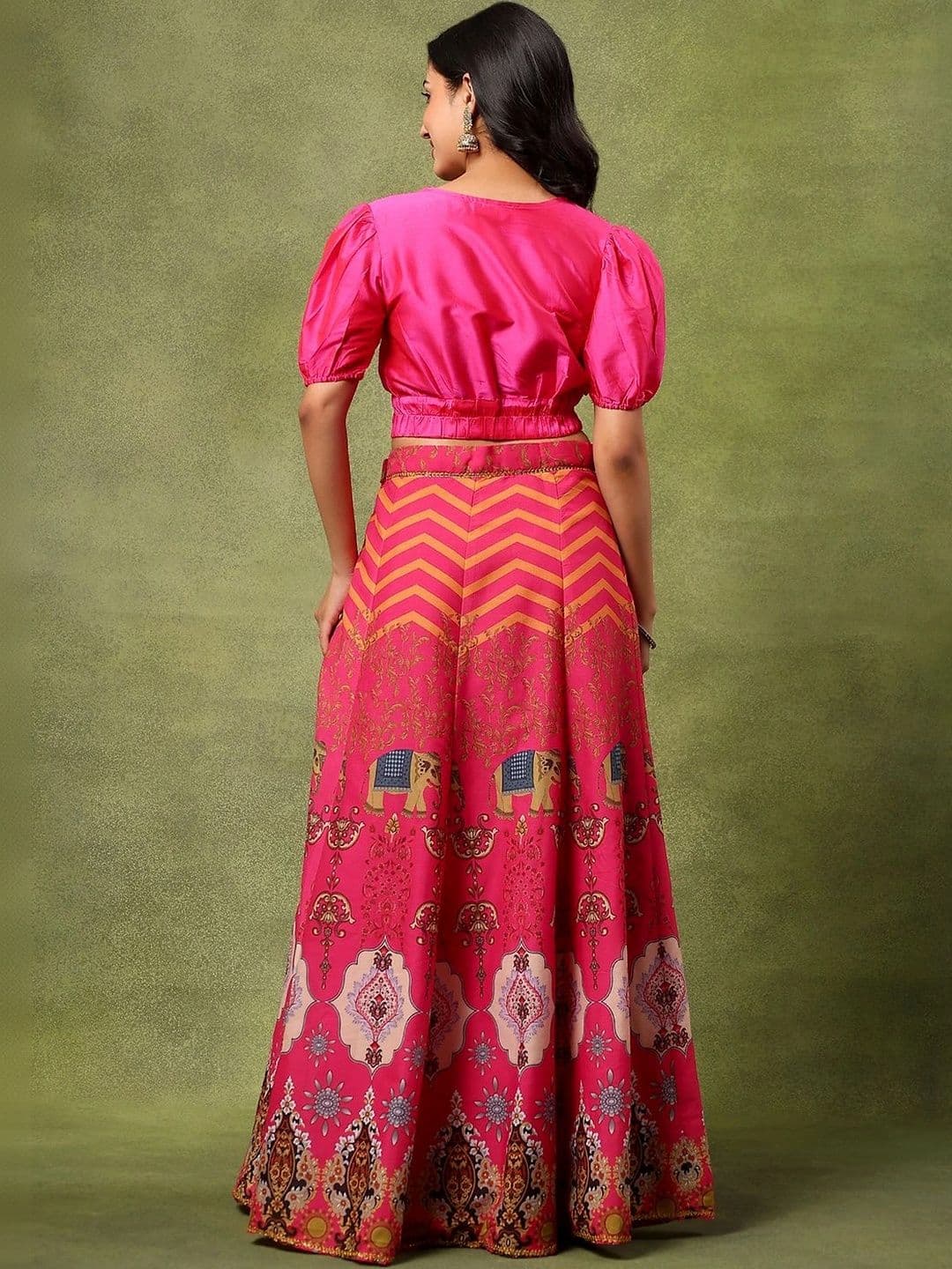 Frolic Rolic Silk Blouse & Printed Chanderi Skirt Set thumbnail 3