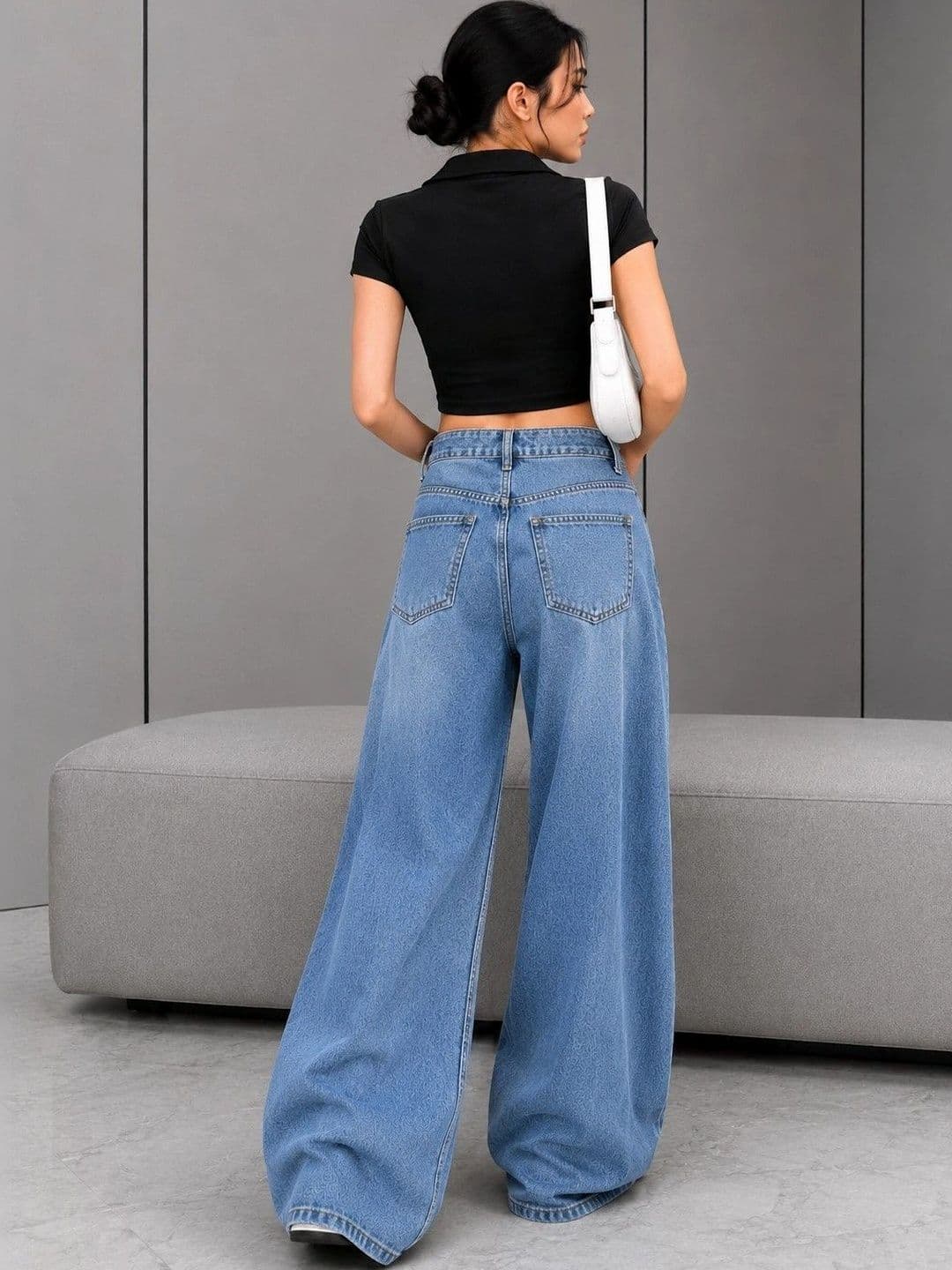 DressBerry Women Comfort Wide Leg High-Rise Light Fade Stretchable Jeans thumbnail 5