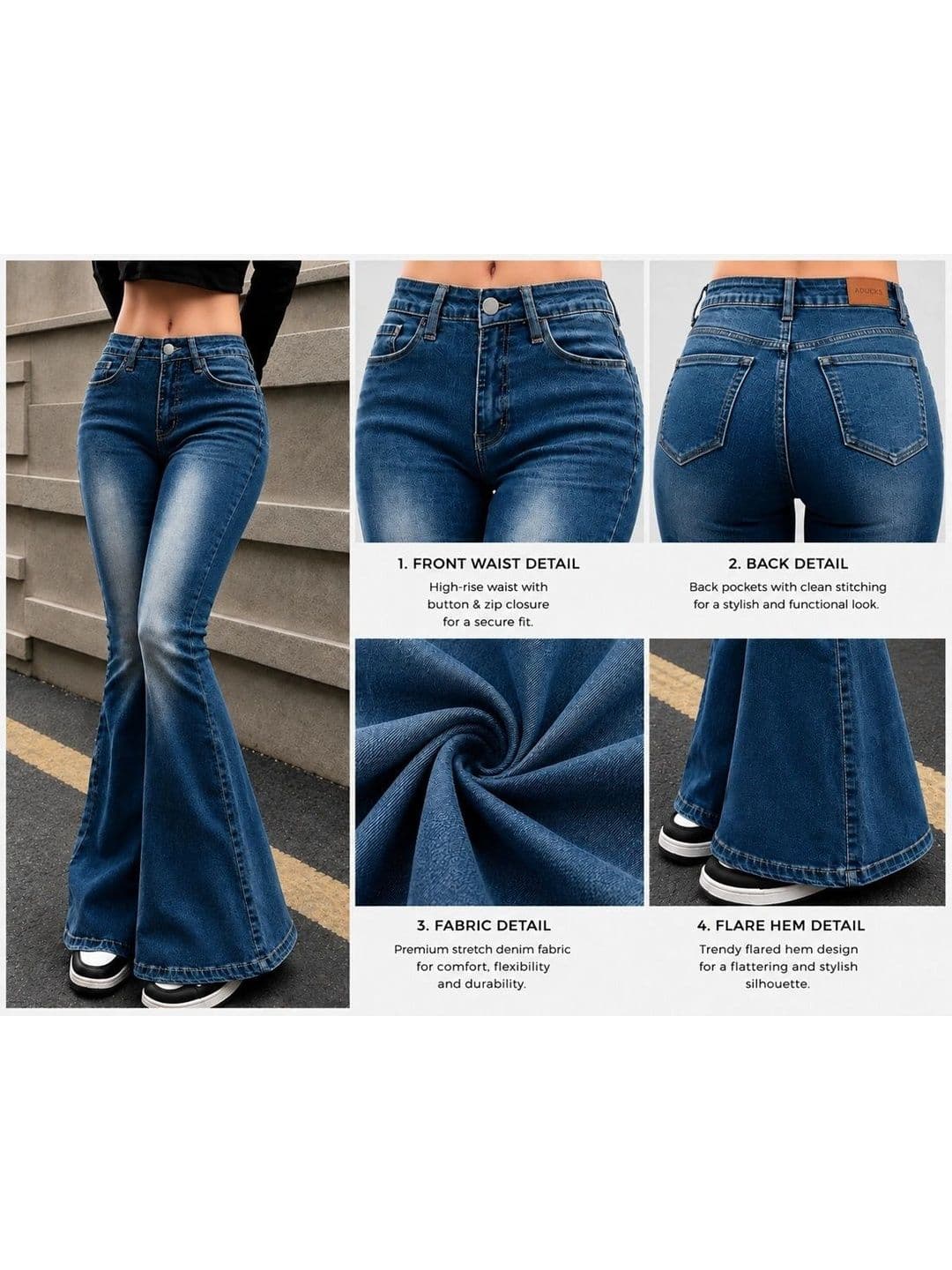 ADBUCKS Women Bootcut High-Rise Low Distress Stretchable Jeans thumbnail 5