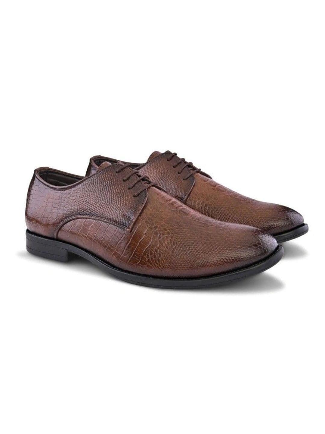 House of Pataudi Men Textured Synthetic Leather Pointed Toe Lace-Ups Derbys Formal Shoes thumbnail 5
