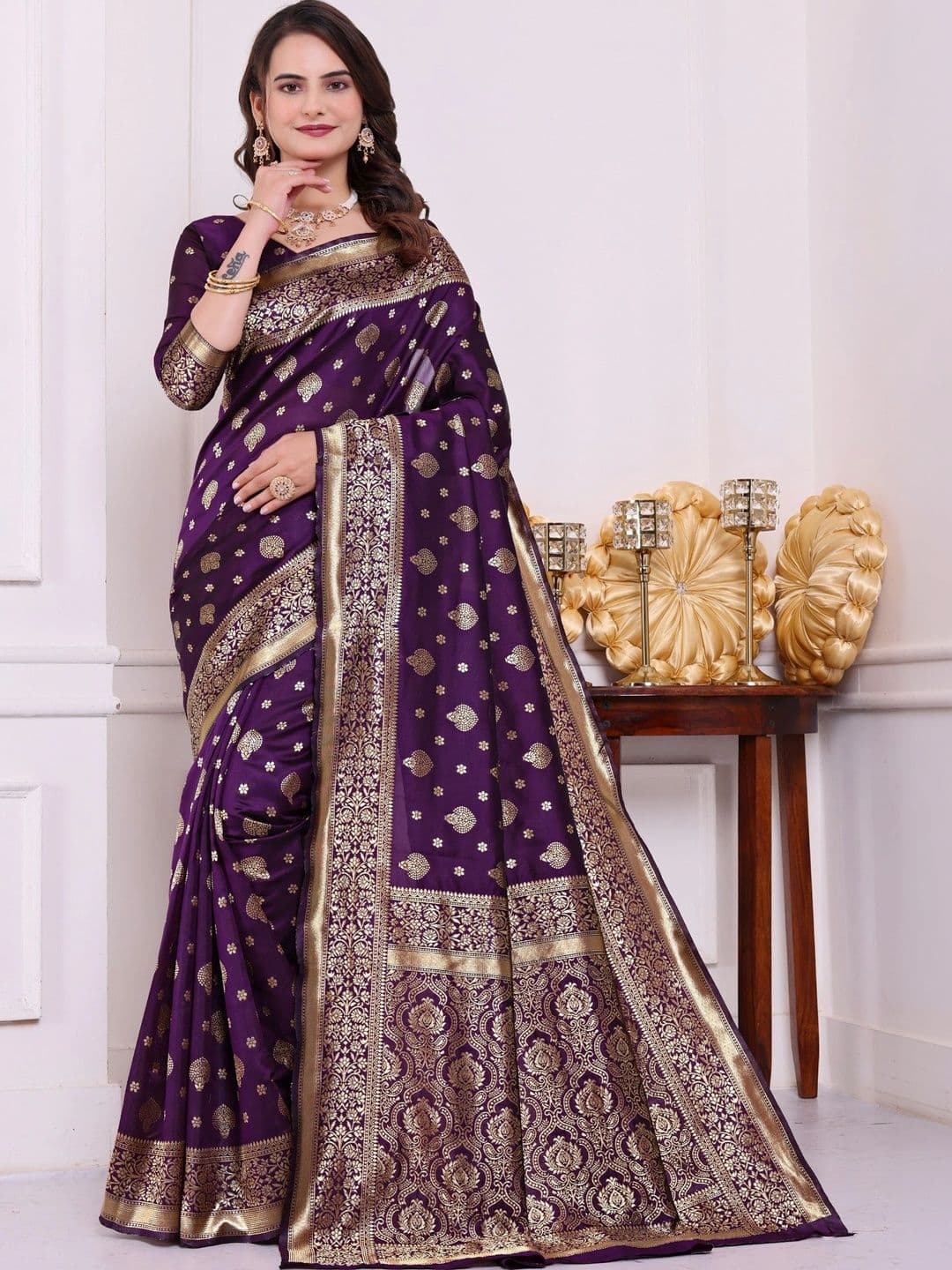 revika Woven Design Zari Art Silk Designer Kanjeevaram Saree - view 1