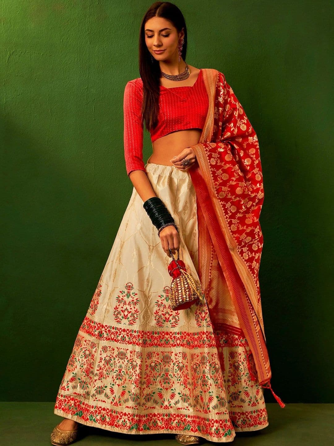 Mitera Semi-Stitched Lehenga & Unstitched Blouse With Dupatta - view 1