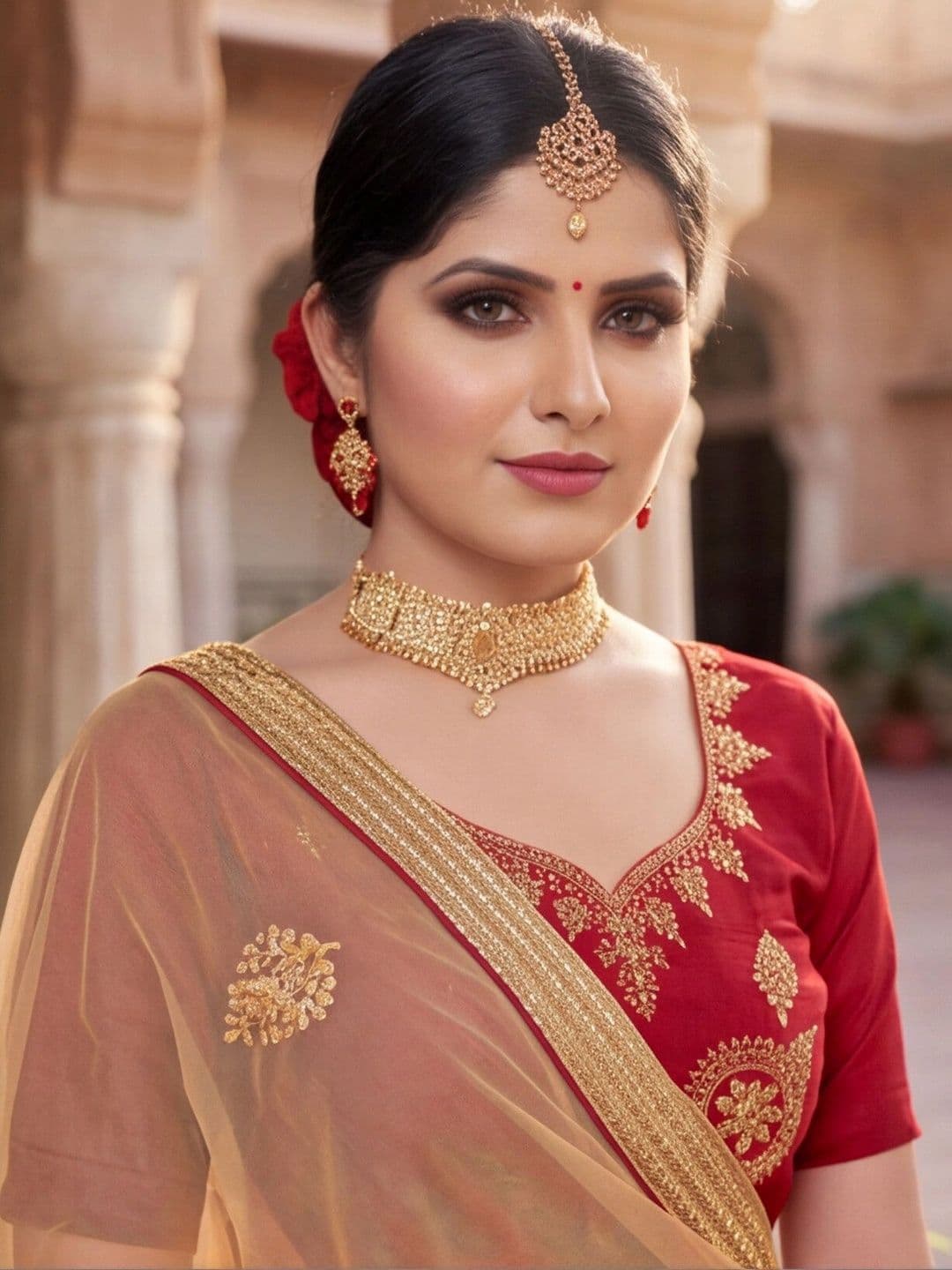 Anouk Rustic Embroidered Semi-Stitched Lehenga & Unstitched Blouse With Dupatta thumbnail 6
