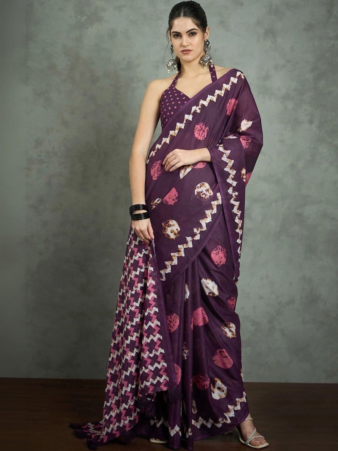 Sangria Tie and Dye Designer Bagh Saree thumbnail 7