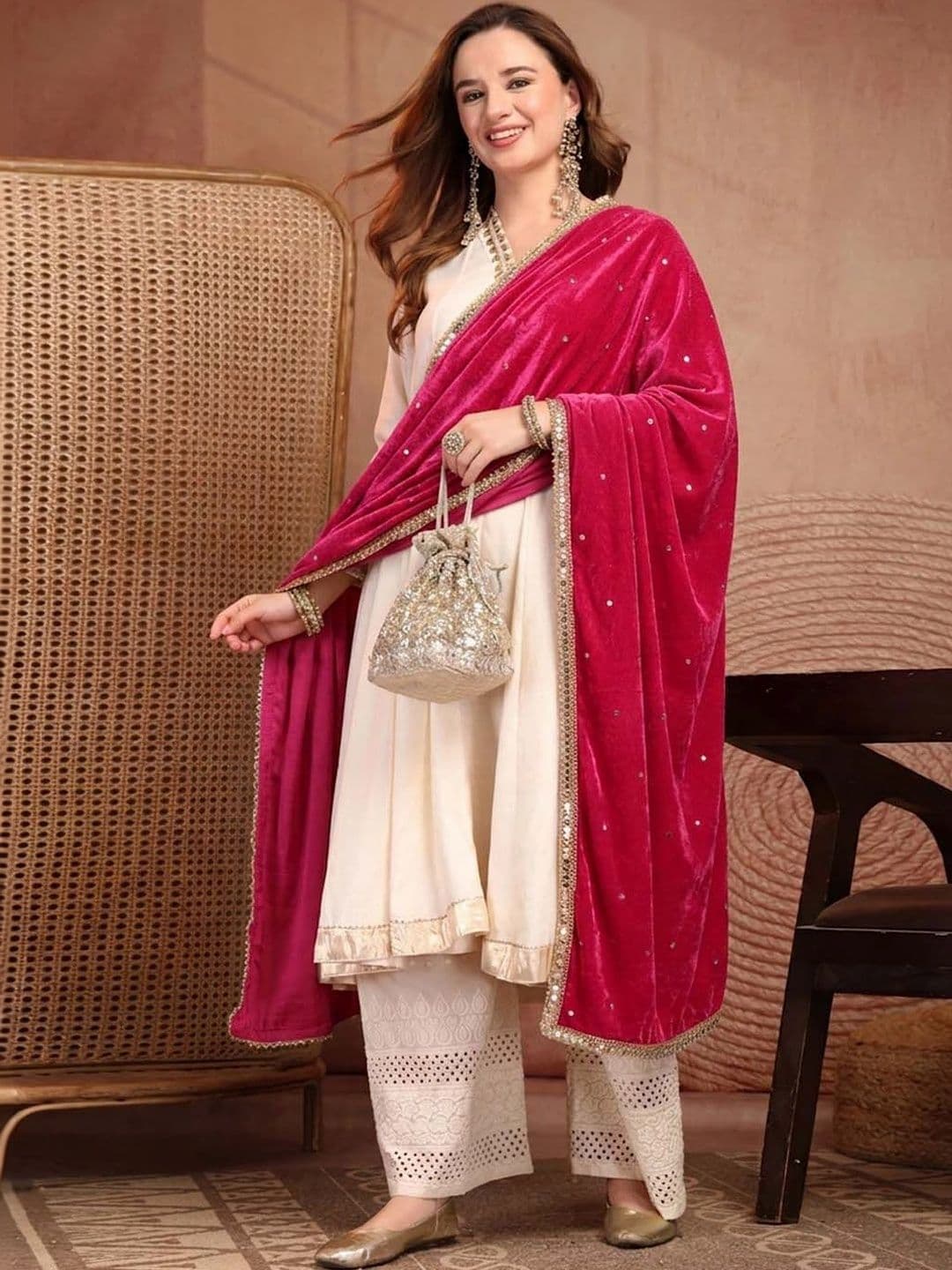 Clora Creation Velvet Dupatta with Sequinned thumbnail 2