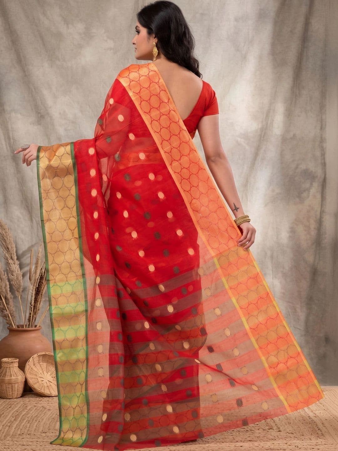 GitAsit Woven Design Zari Pure Cotton Handloom Taant Saree thumbnail 6