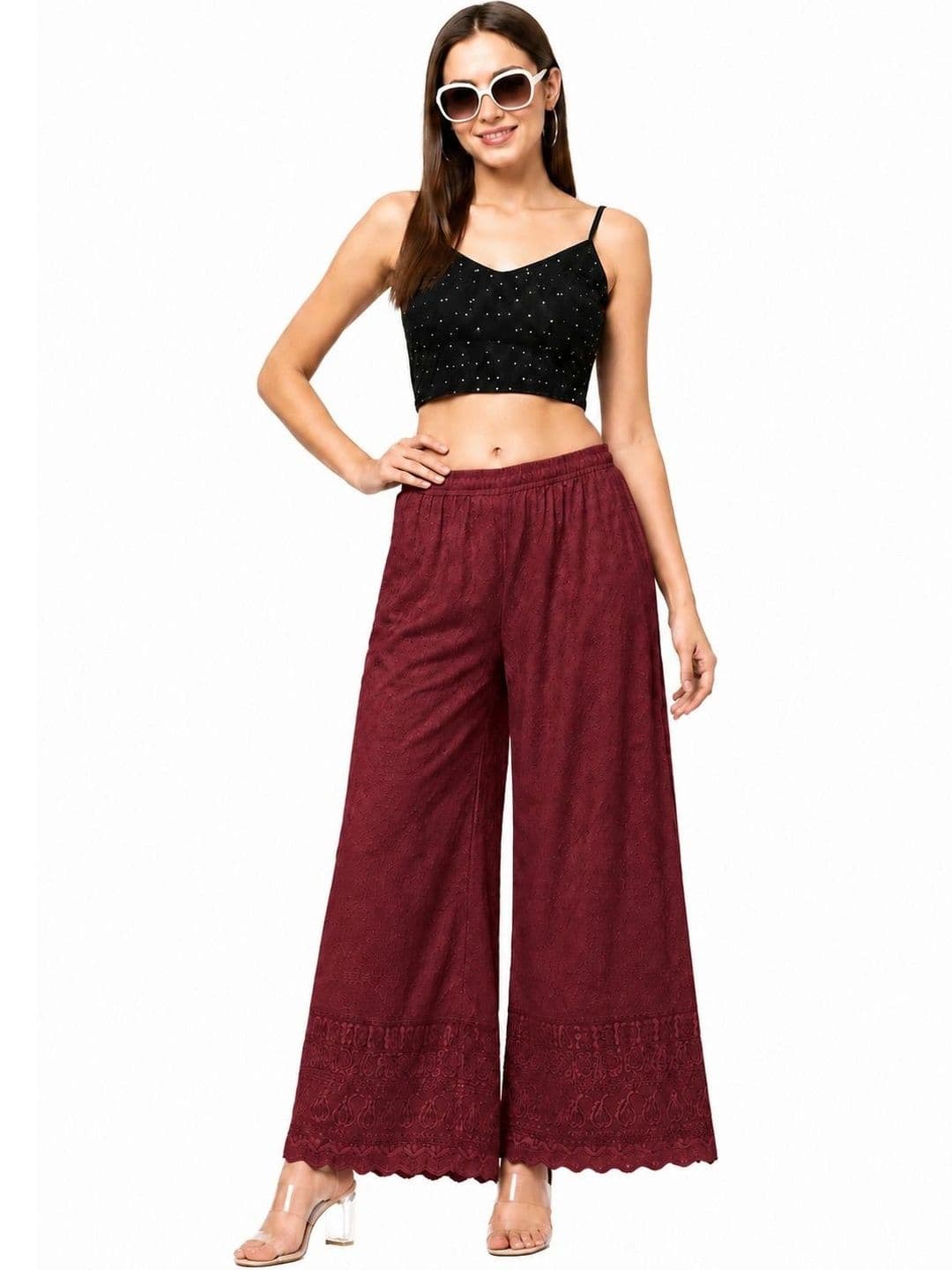 Threadbloom Women Embroidered Knitted Ethnic Palazzos thumbnail 4