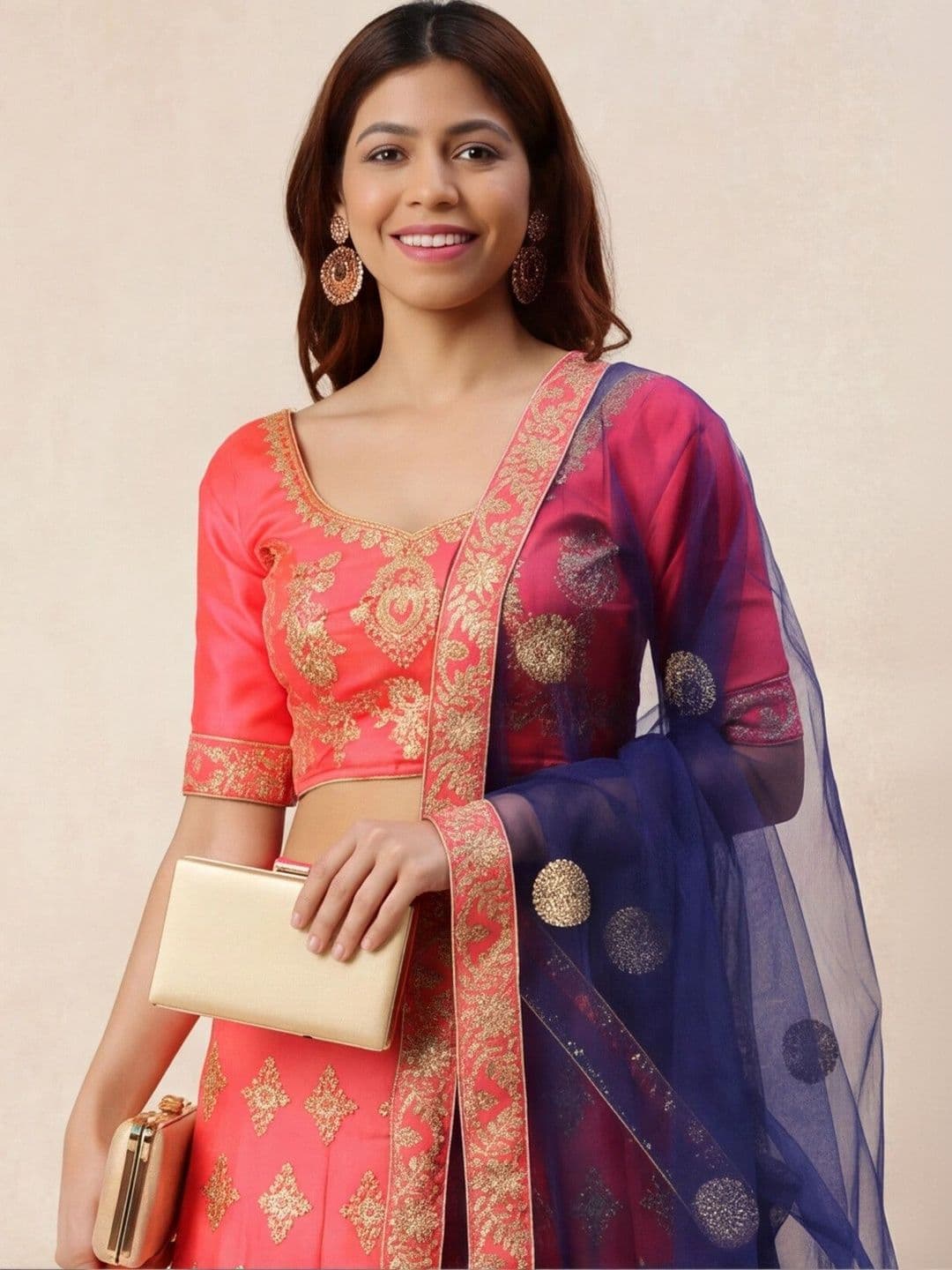 Anouk Rustic Embroidered Semi-Stitched Lehenga & Unstitched Blouse With Dupatta thumbnail 6