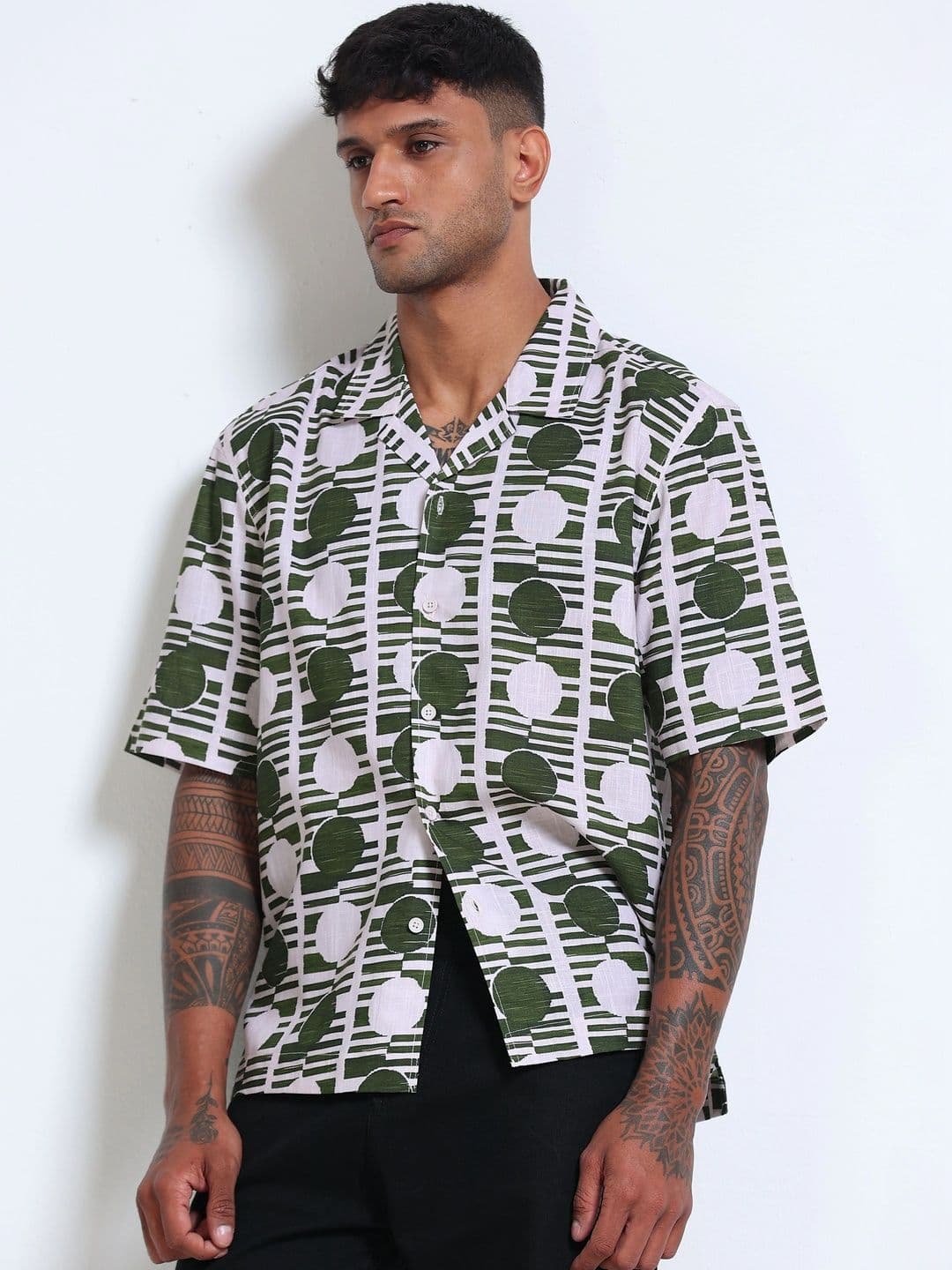 StitchX Men Cotton Half Sleeve Breezy Abstract Printed Boxy Fit Shirt thumbnail 5