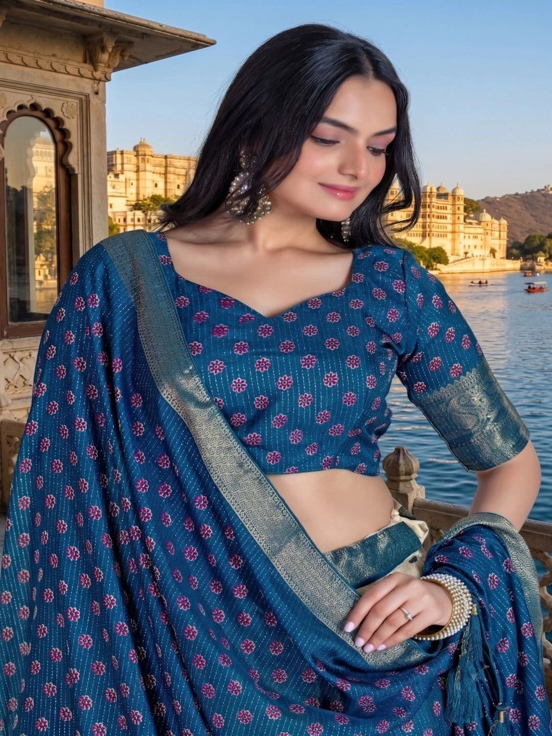 Anouk Printed Semi-Stitched Lehenga & Unstitched Blouse With Dupatta thumbnail 2