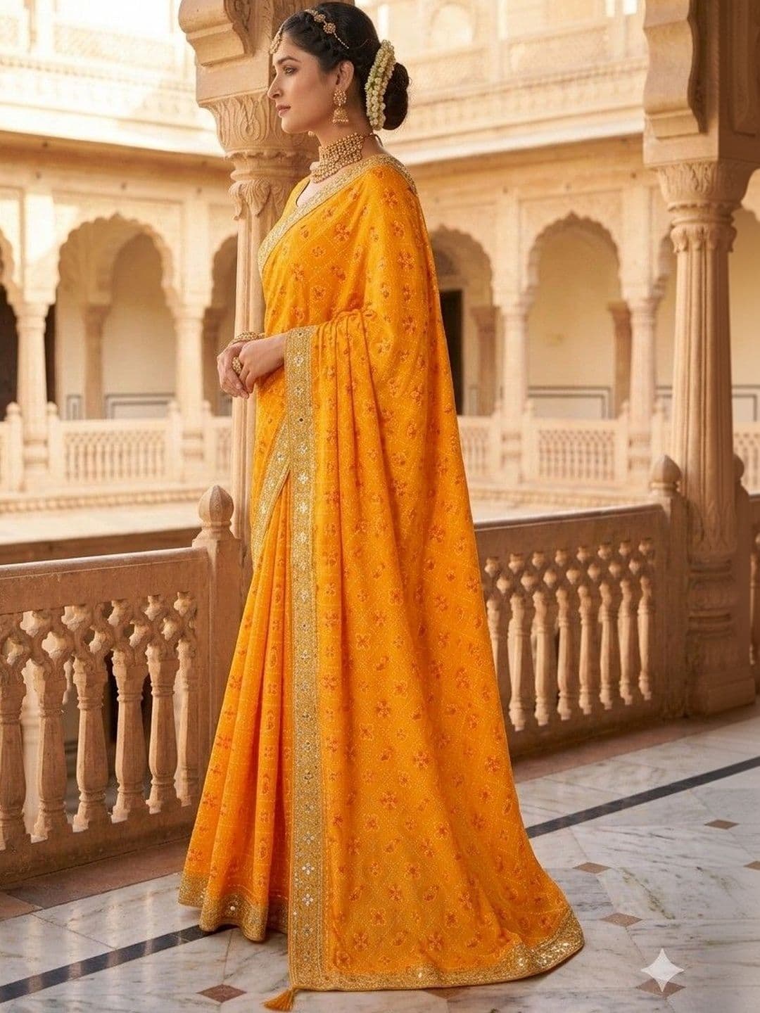 SmileyFashion Bandhani Embroidered Art Silk Designer Bandhani Saree thumbnail 3