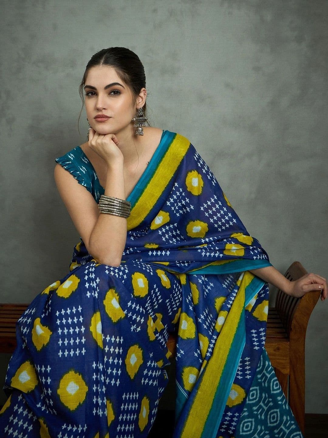 Sangria Woven Design Designer Ikat Saree - view 1