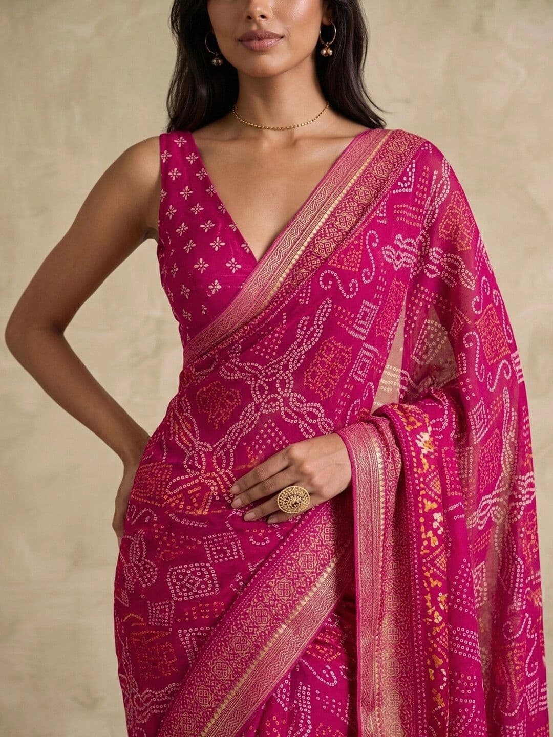 SAARA Ethnic Motifs Pure Georgette Saree thumbnail 7