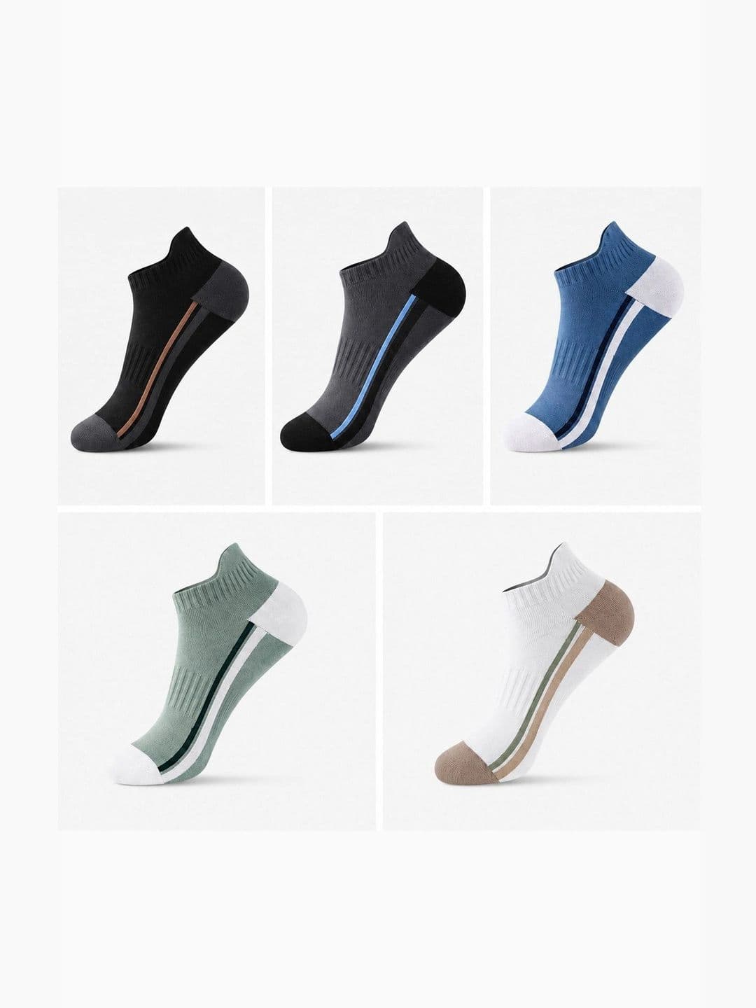 MERCEHIVE Men Pack of 5 Cotton Assorted Striped Ankle Length Socks thumbnail 3