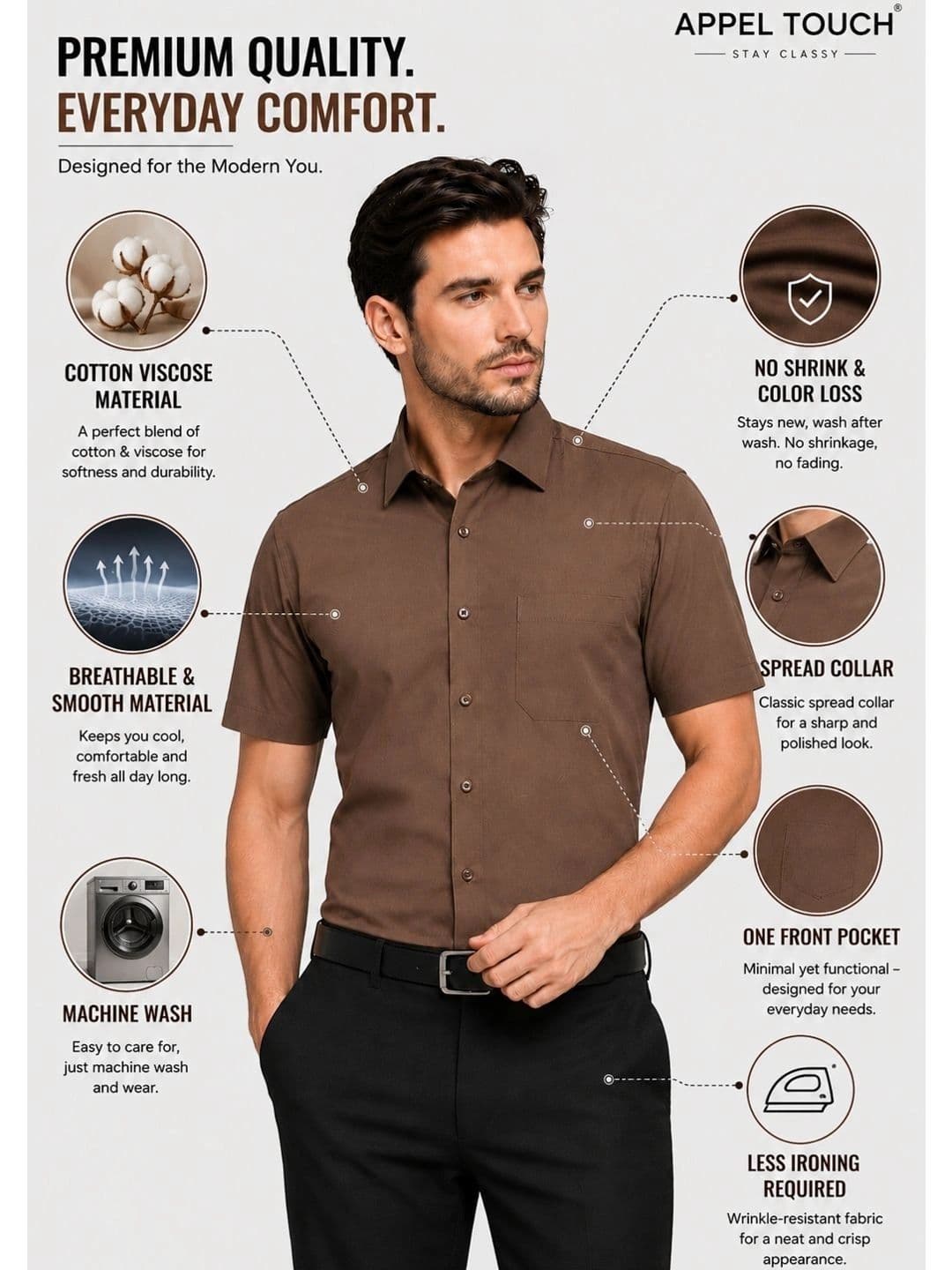 APPEL TOUCH Men Classic Casual Shirt thumbnail 4
