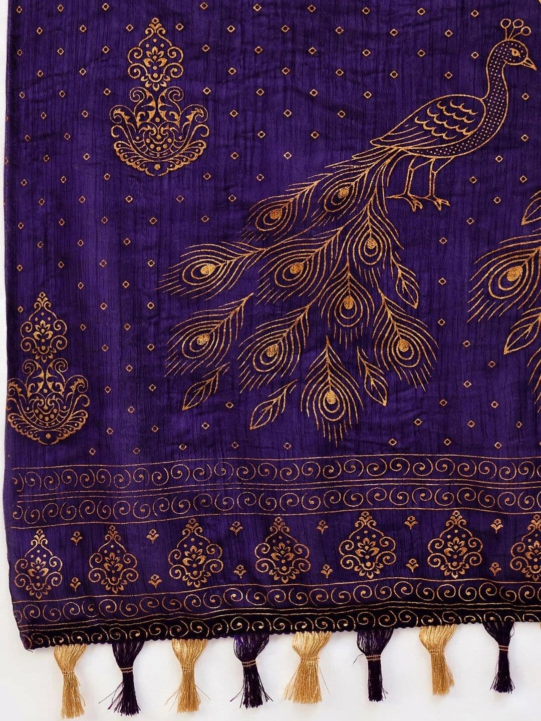 Satrani Women Woven Design Poly Georgette Fusion Saree thumbnail 4