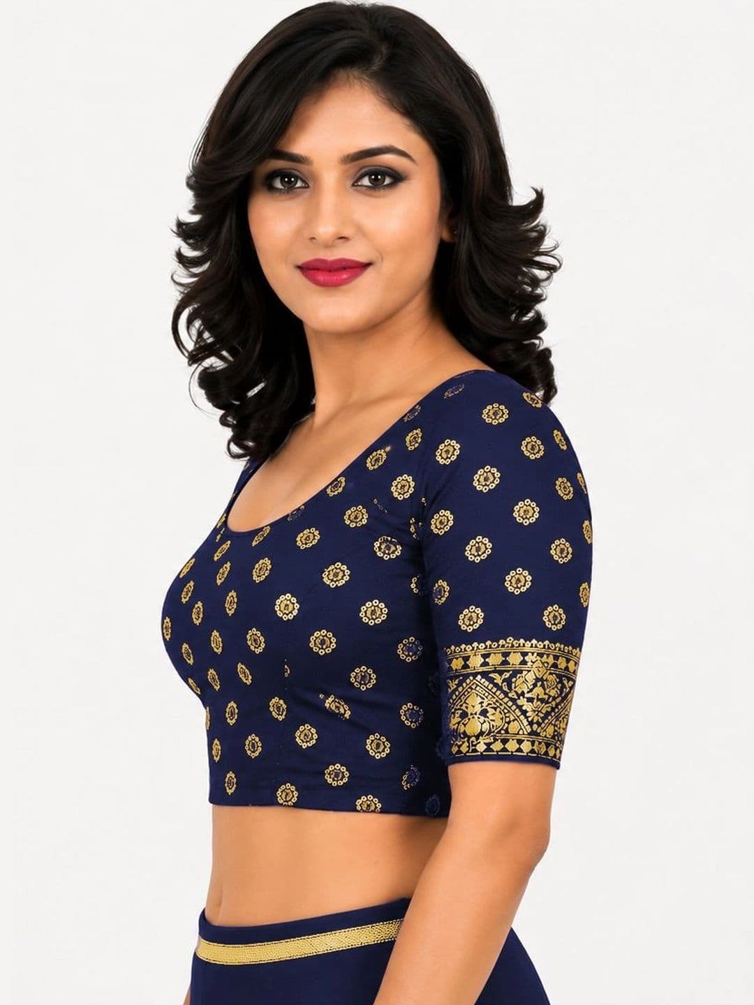 SmartQueen Woven Design Zari Saree Blouse thumbnail 3