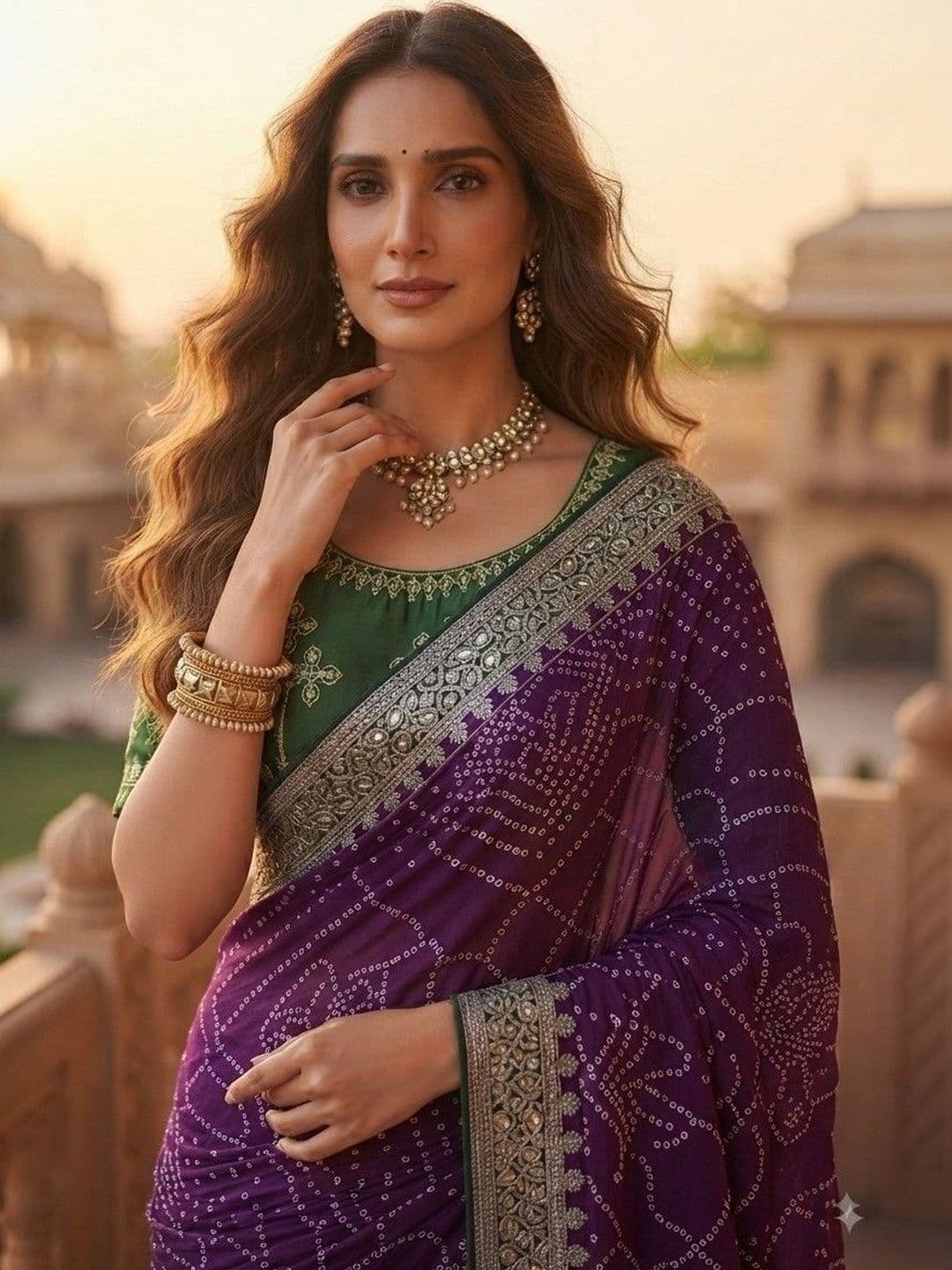 SmileyFashion Bandhani Embroidered Art Silk Designer Saree thumbnail 4