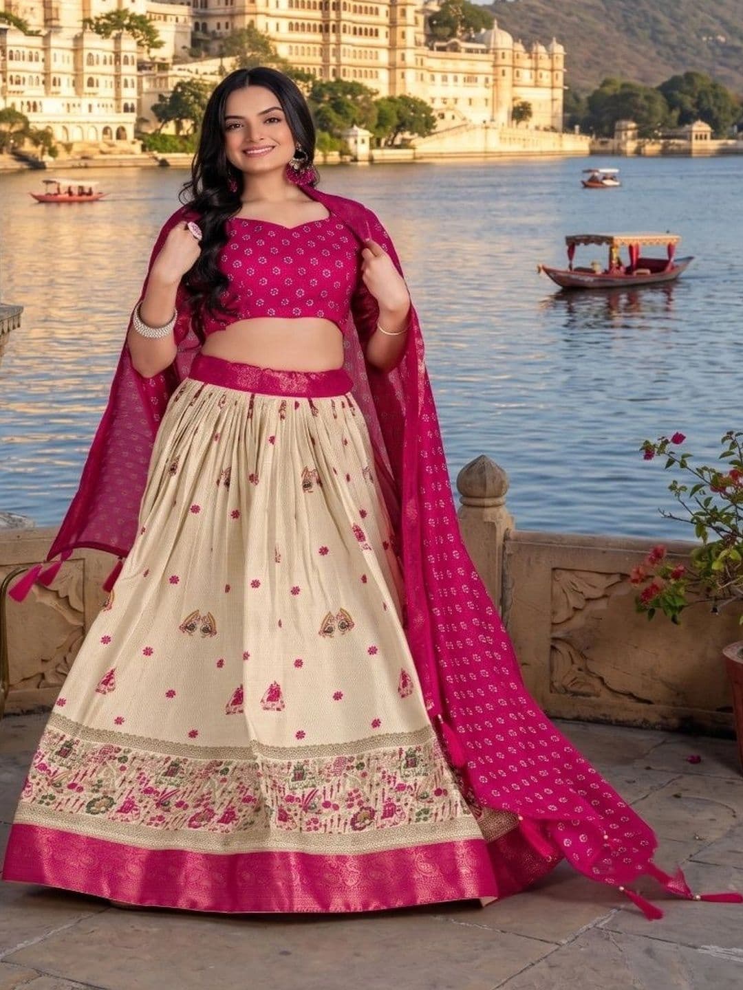 Anouk Semi-Stitched Lehenga & Unstitched Blouse With Dupatta thumbnail 3