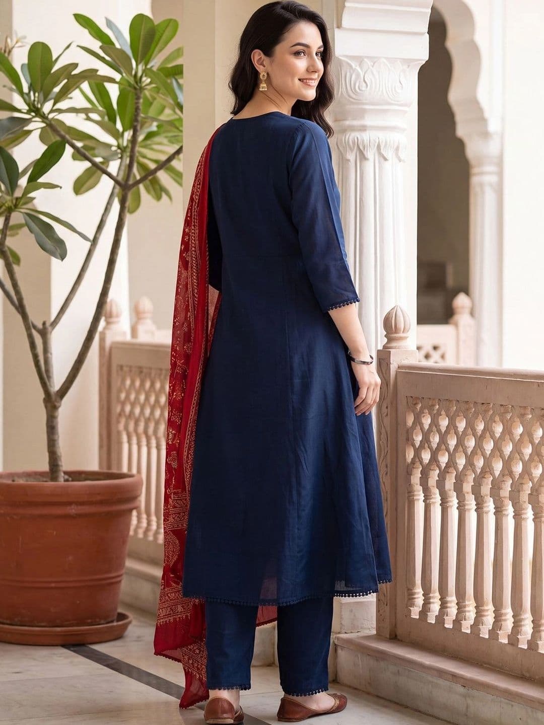 Indo Era Women Ethnic Motifs Regular Kurta with Trousers & With Dupatta thumbnail 4