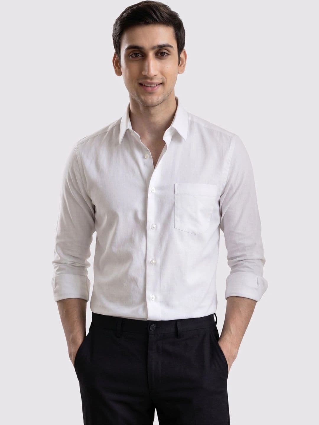 URBANICE Men Regular Fit Solid Button-Down Collar Cotton Casual Shirt thumbnail 5