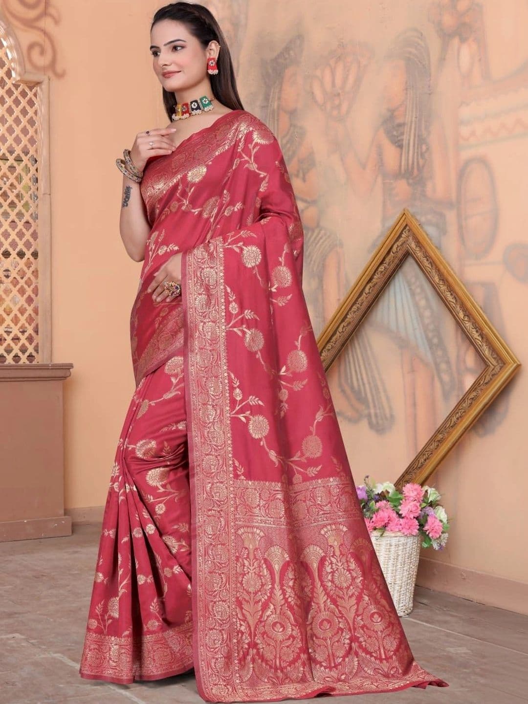 revika Woven Design Zari Art Silk Designer Kanjeevaram Saree thumbnail 5