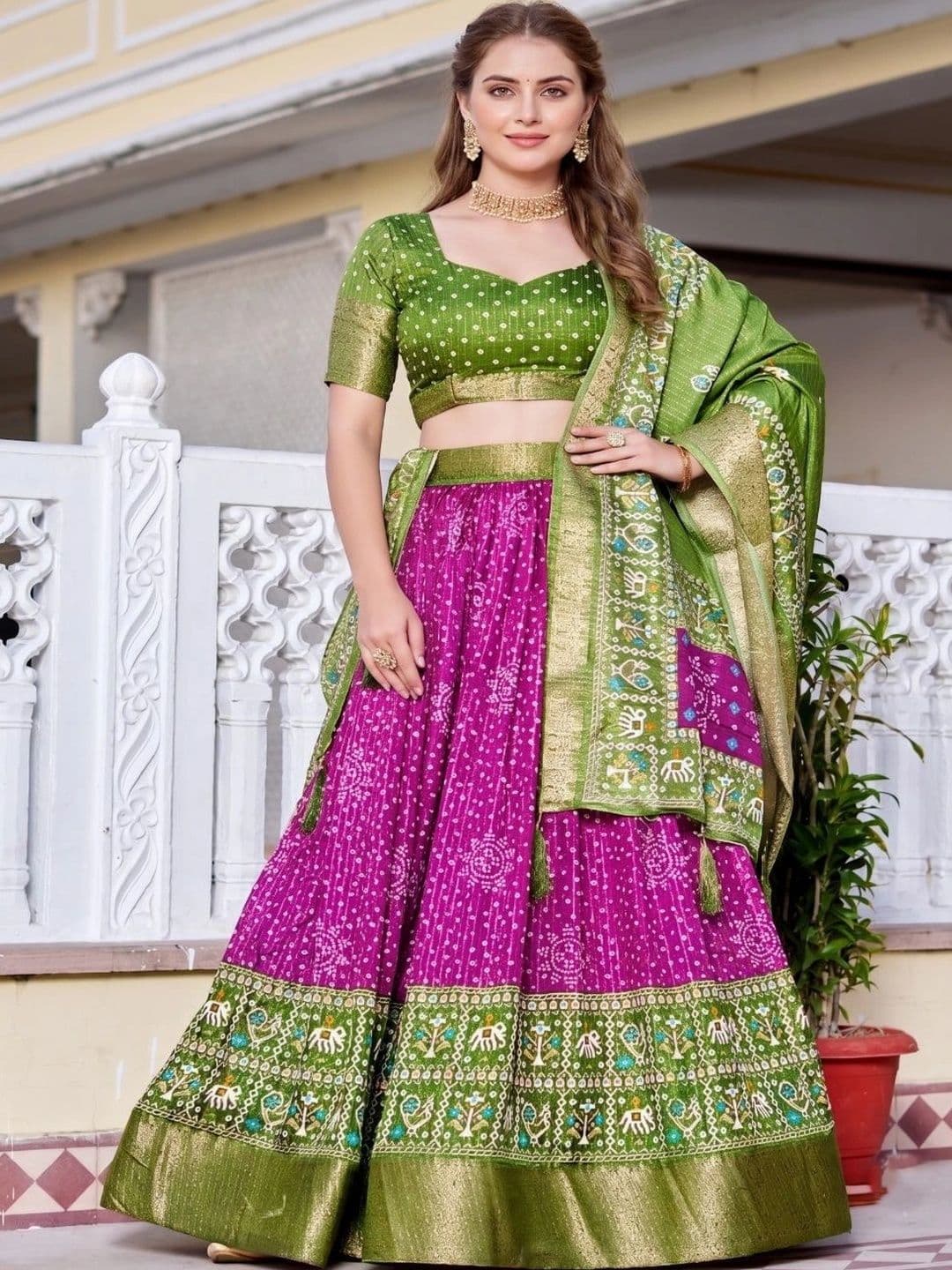 Anouk Women Embellished Semi-Stitched Lehenga & Unstitched Blouse With Dupatta - view 1