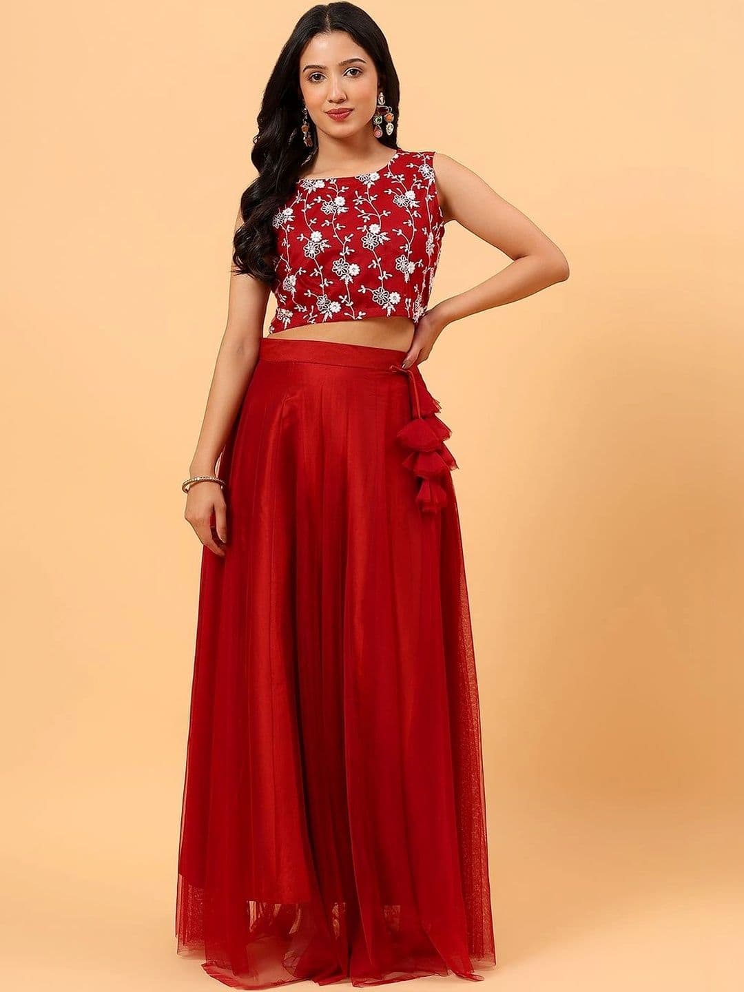 Frolic Rolic Embroidered Net Blouse & Net Skirt Set - view 1