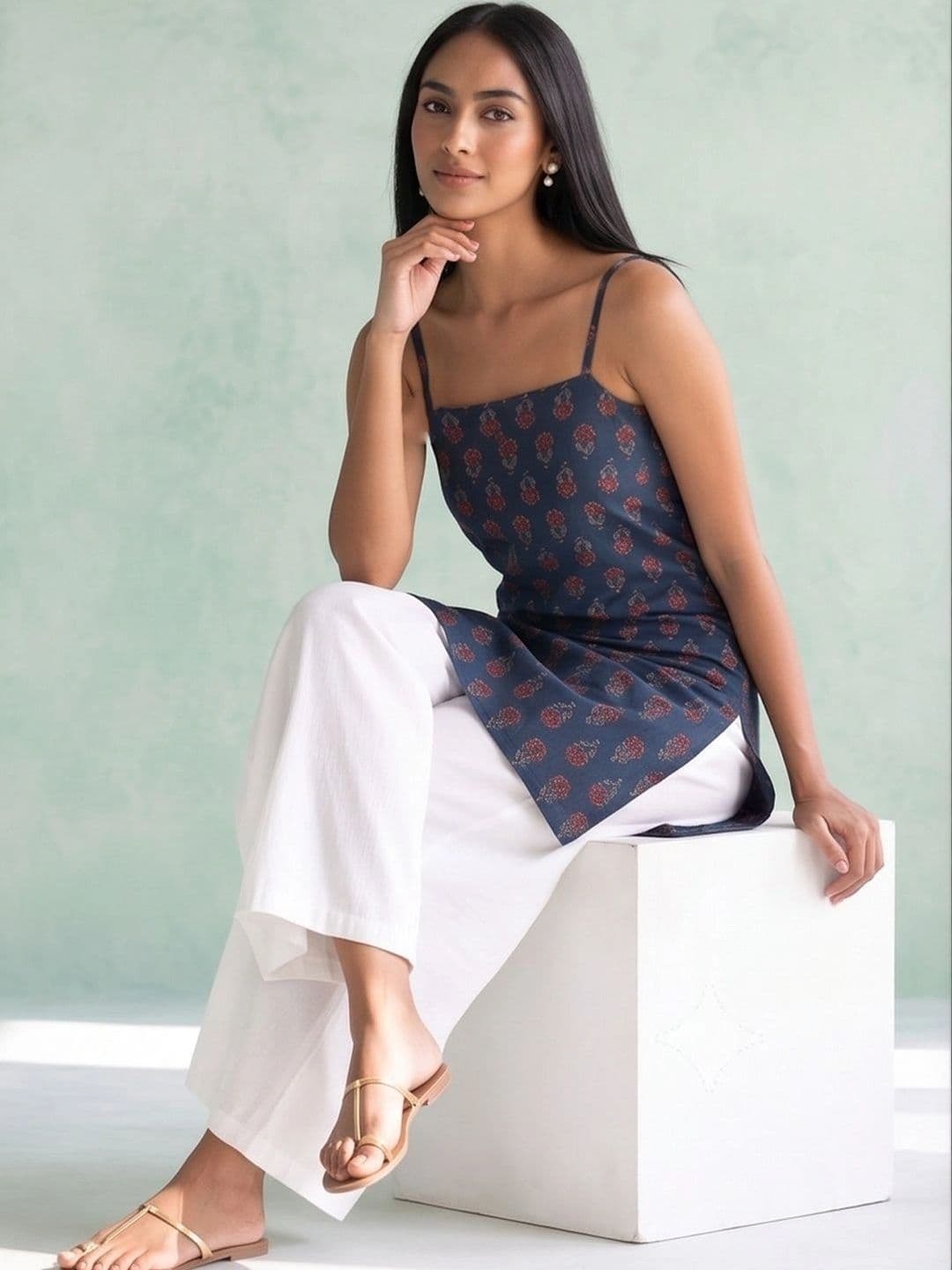 AADVIKA Ethnic Motifs Printed Square Neck Kurti thumbnail 7