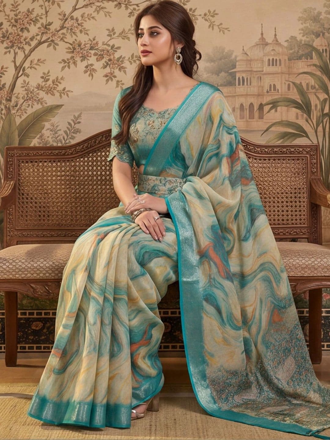 Jaipur Kurti Zari Silk Cotton Fusion Saree thumbnail 3