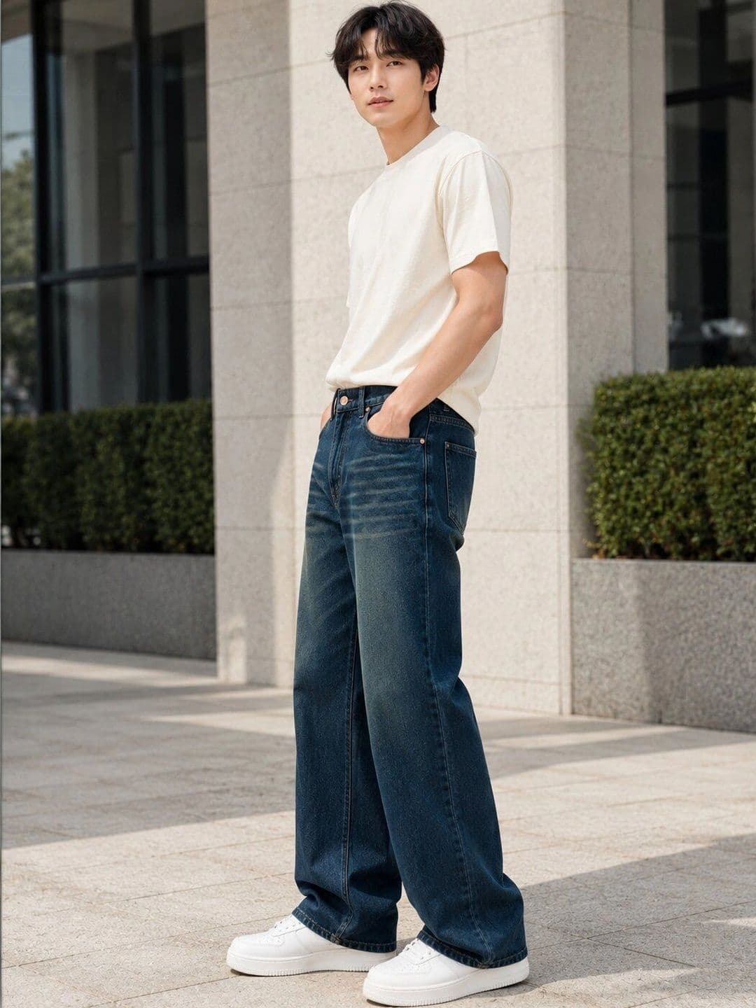 Encrypt Men Wide Leg Mid-Rise Acid Wash Jeans thumbnail 2