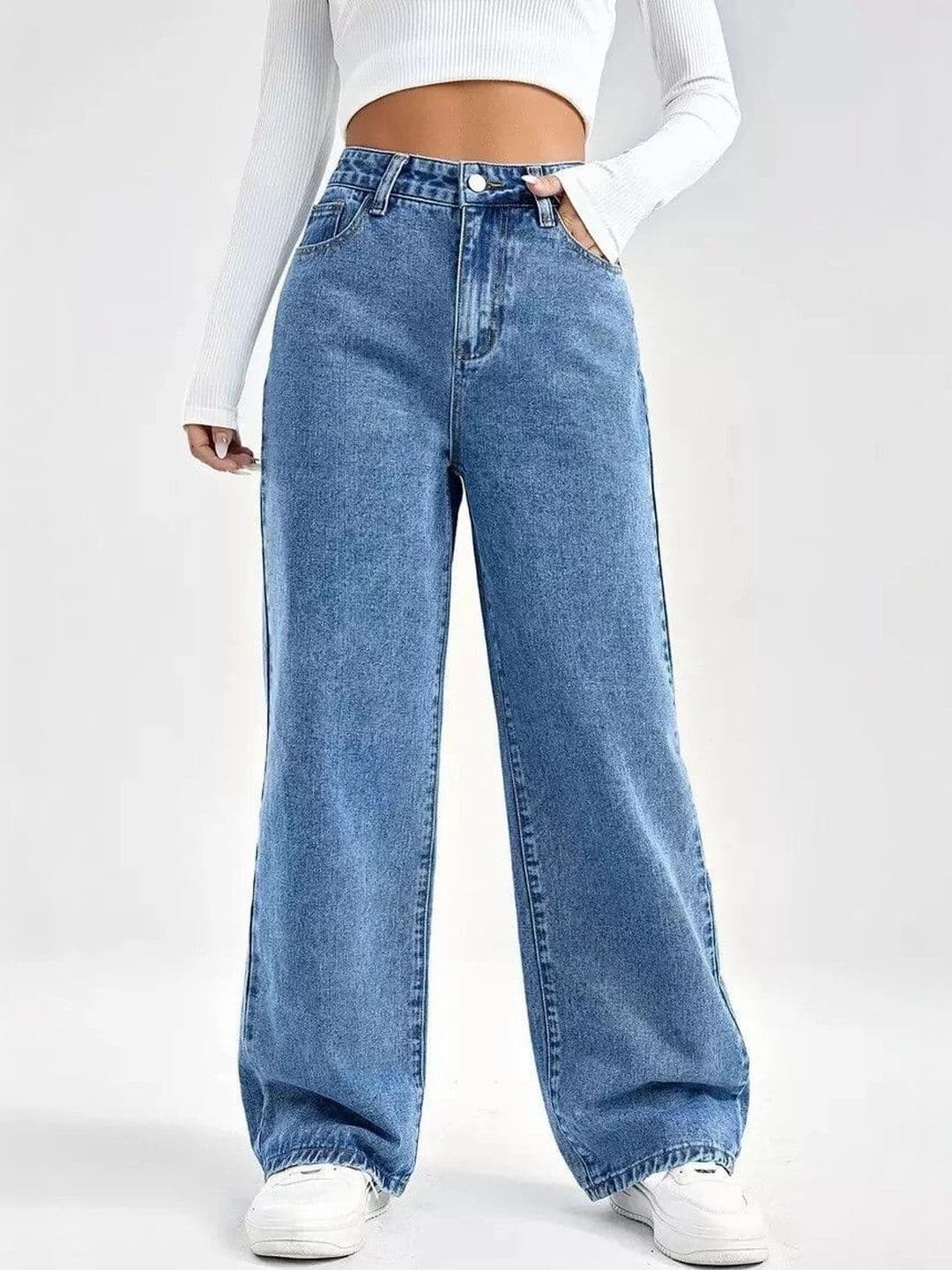 DENIMLOOK Women Flared High-Rise Light Fade Jeans - view 1