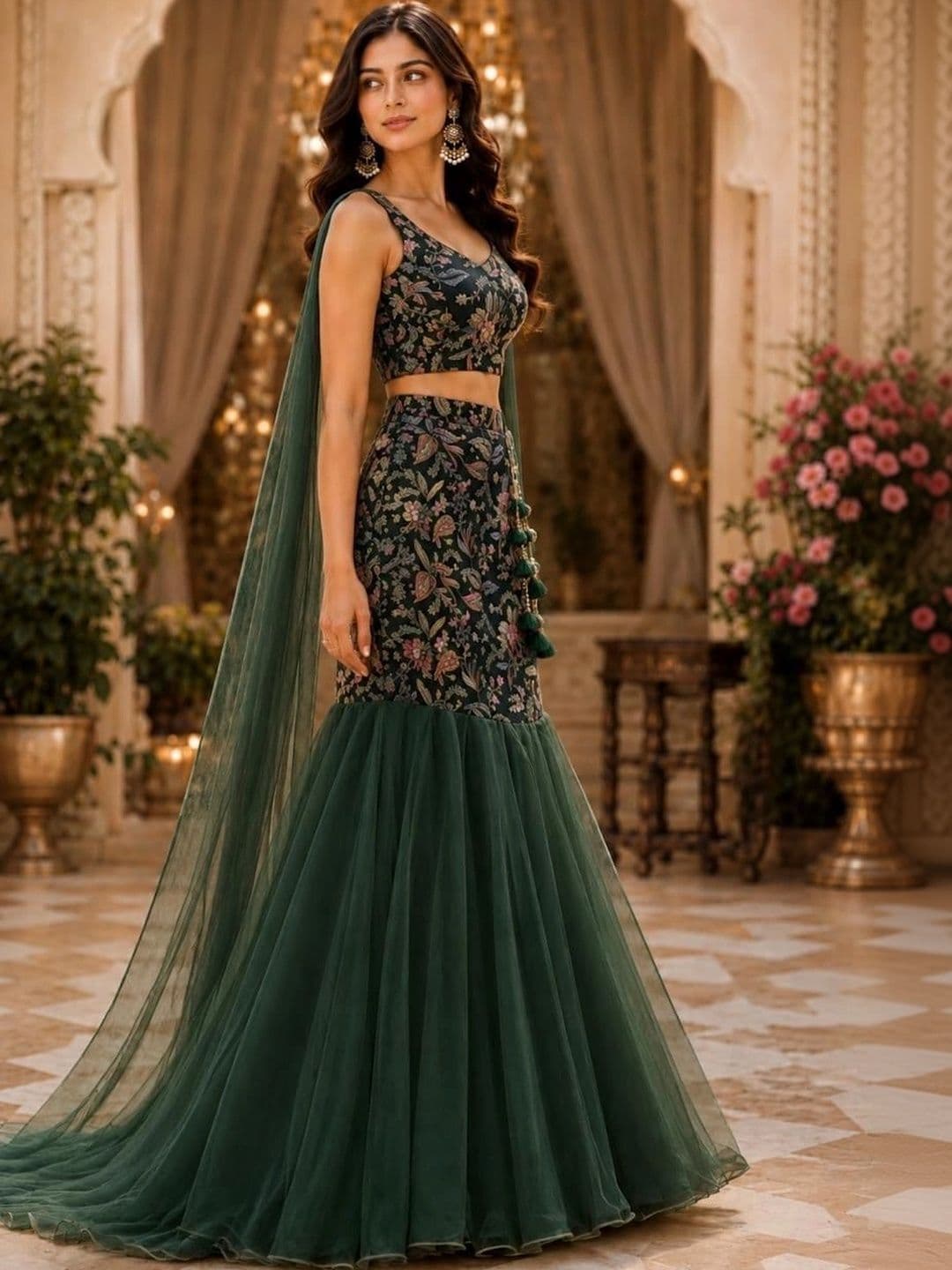 Indi Kal Women Embroidered Thread Work Lehenga & Blouse With Dupatta thumbnail 2